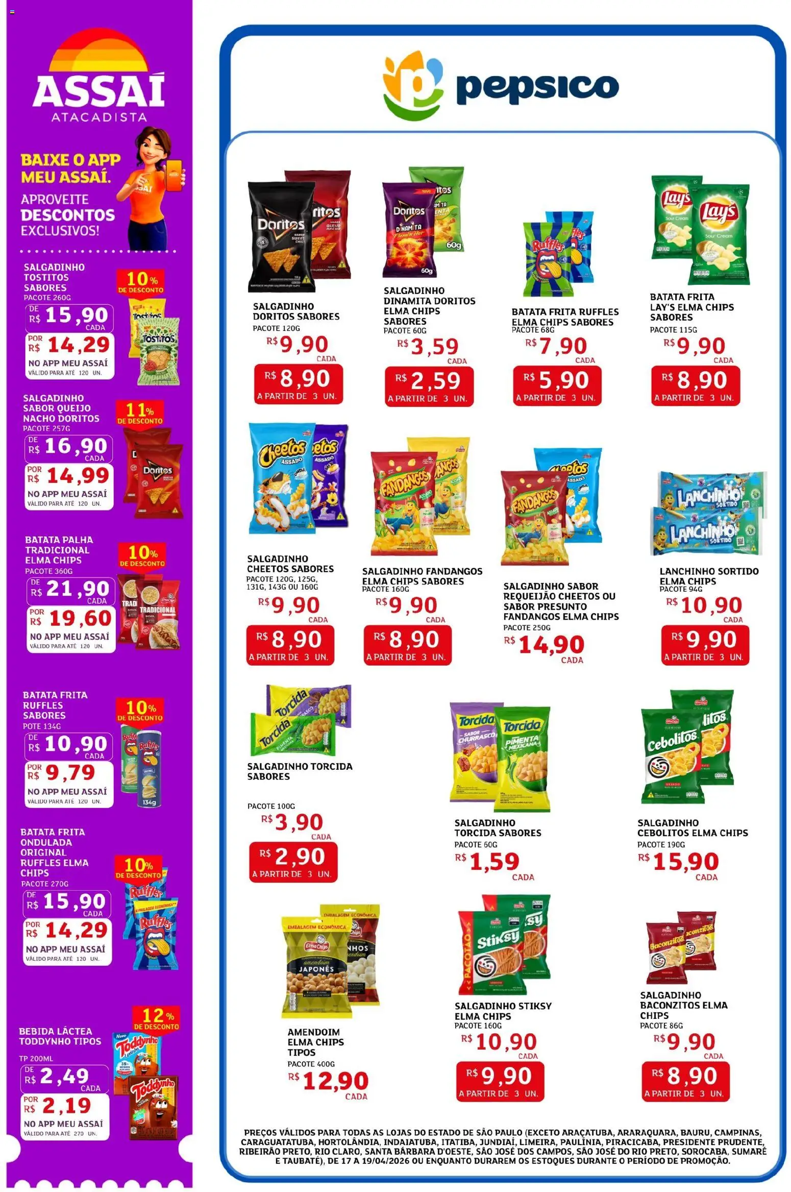 Assaí Atacadista Folheto - válido de 17.04.2026 | Página: 2 | Produtos: Cheetos, Batata palha, Requeijão, Batata frita