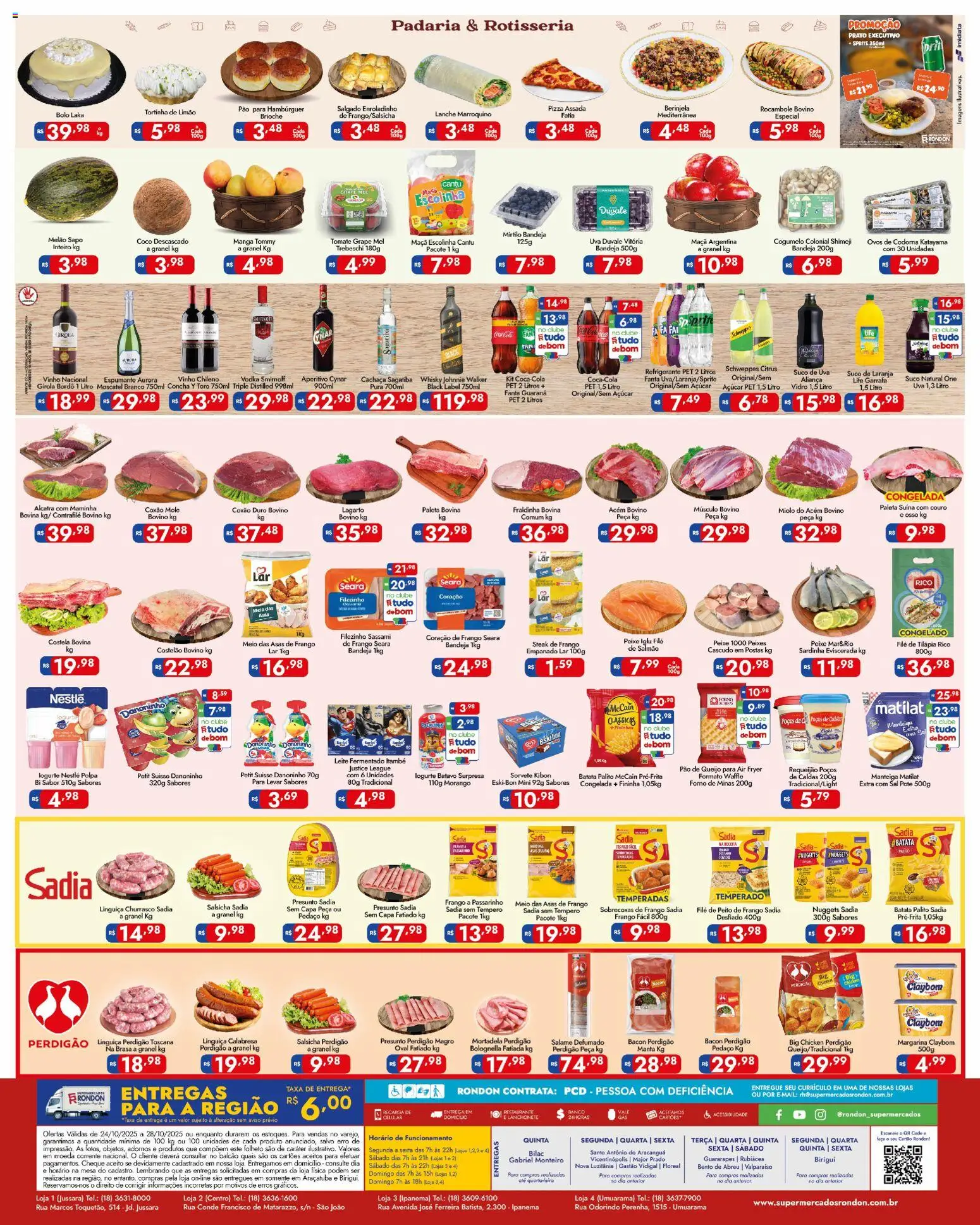 Supermercados Rondon Folheto - válido de 24.10.2025 | Página: 2 | Produtos: Melão, Manteiga, Tilápia, Presunto