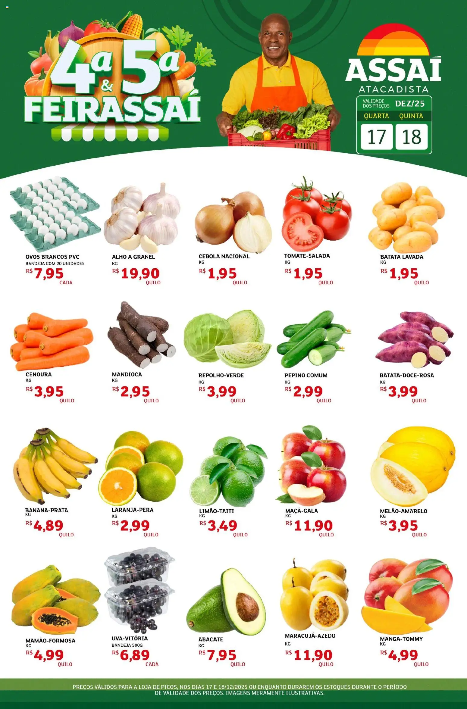 Assaí Atacadista Folheto - válido de 17.12.2025 | Página: 1 | Produtos: Alho, Mandioca, Ovos, Cenoura