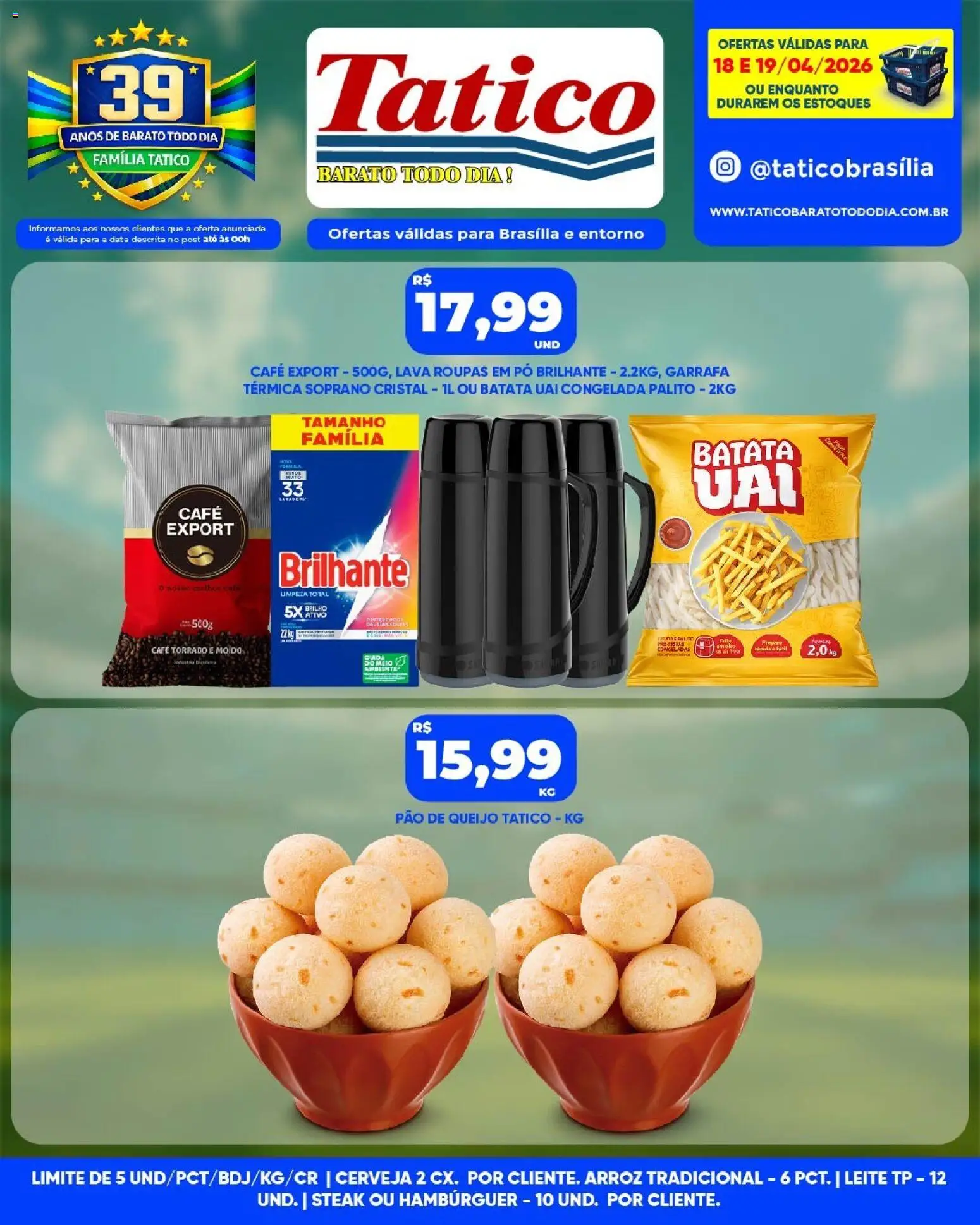 Tatico Folheto - válido de 18.04.2026 | Página: 10 | Produtos: Garrafa térmica, Queijo, Arroz, Pão de queijo