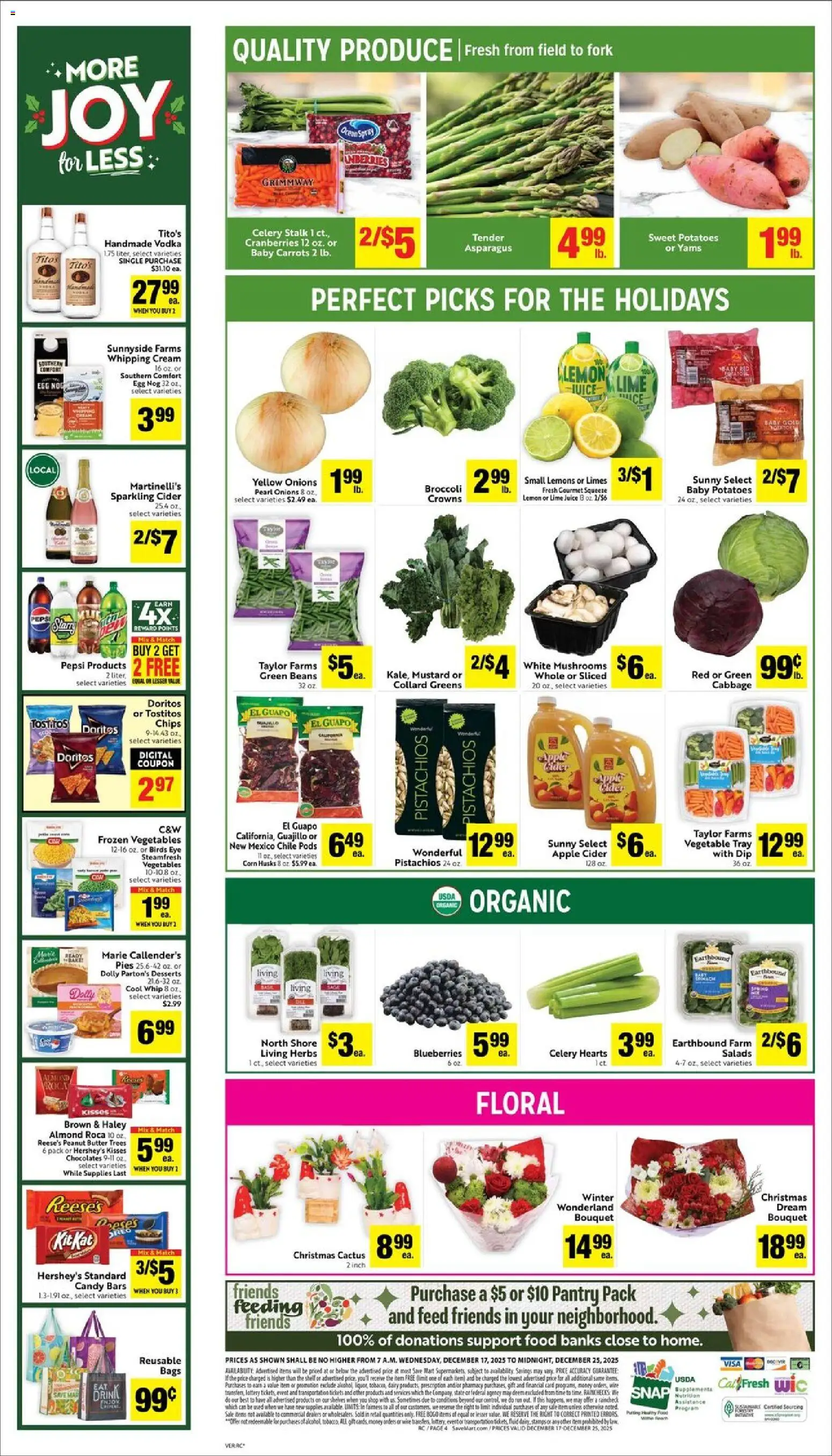 Save Mart Weekly - CA - valid from 17.12.2025 | Page: 6 | Products: Mushrooms, Wire, Potatoes, Cabbage