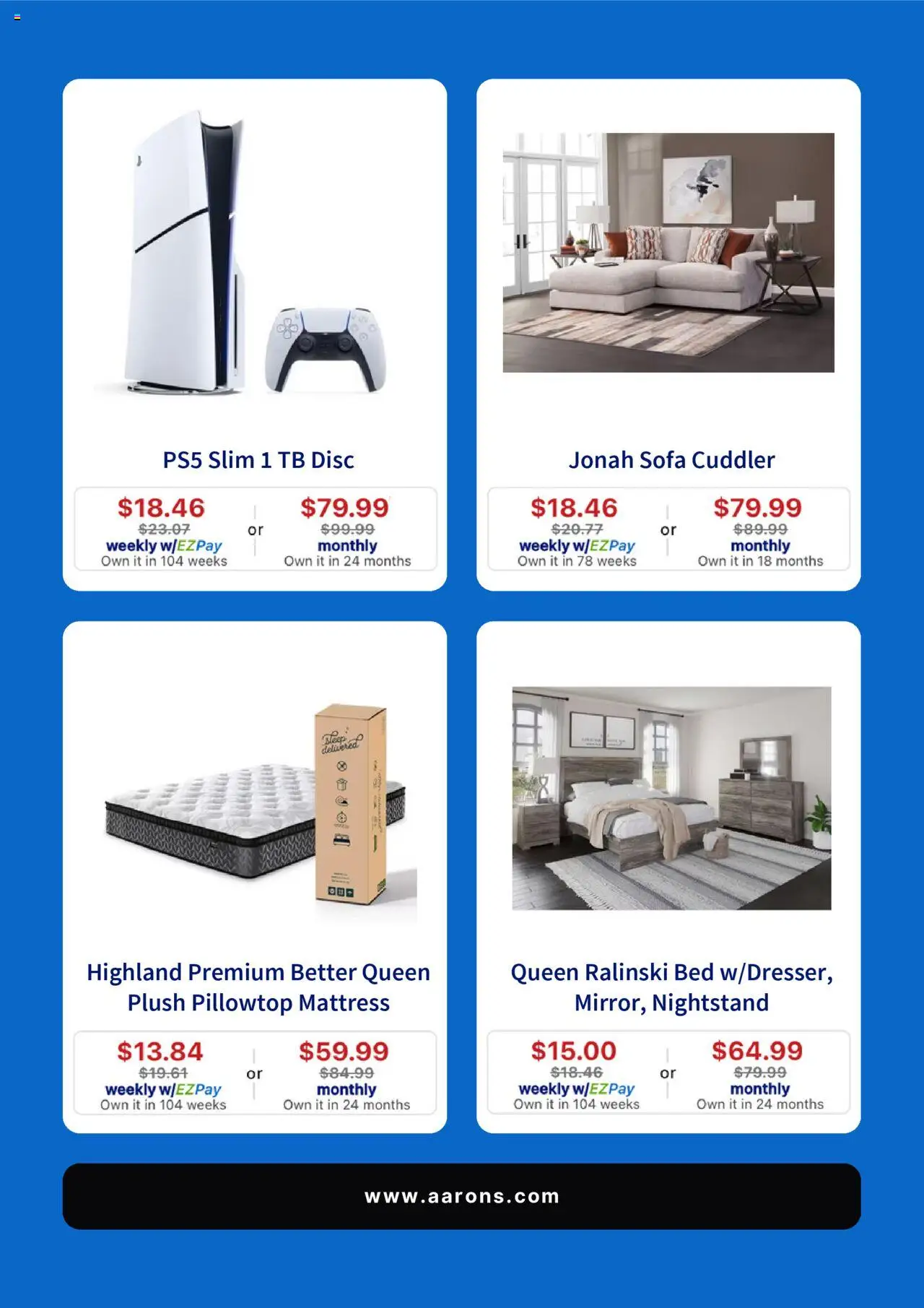 Aaron's Monthly Ad - valid from 01.08.2025 | Page: 3 | Products: Bed, Mattress, Sofa