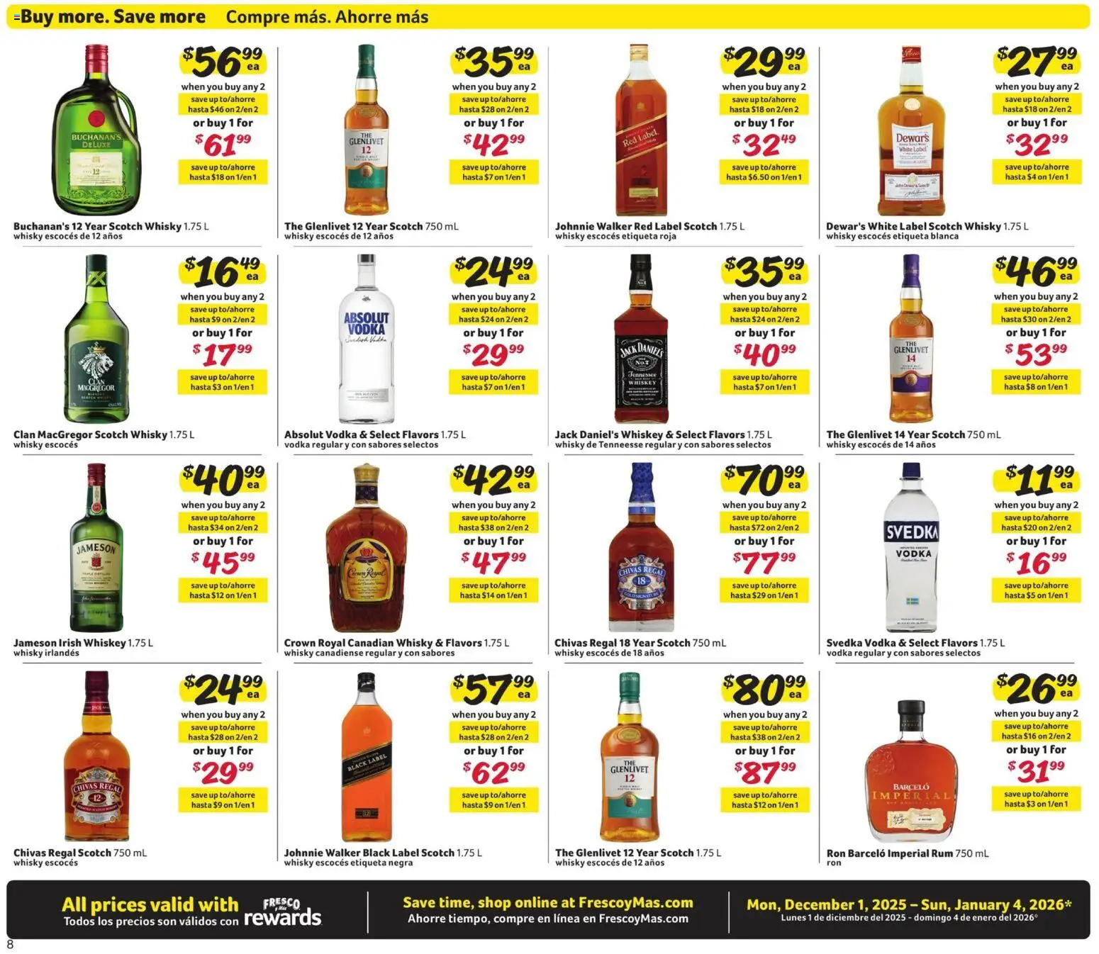 Fresco y Más Alcohol Flyer - valid from 01.12.2025 | Page: 8 | Products: Vodka, Whiskey