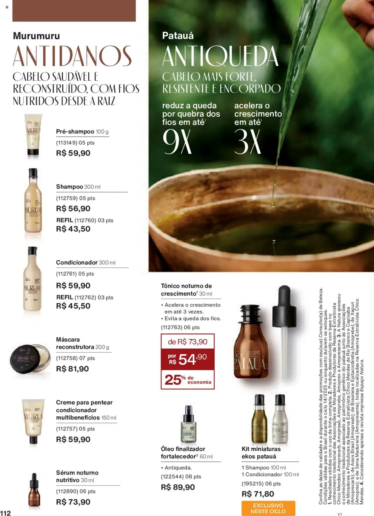 Natura Folheto - válido de 18.08.2025 | Página: 112 | Produtos: Shampoo, Tônico, Óleo, Creme para pentear