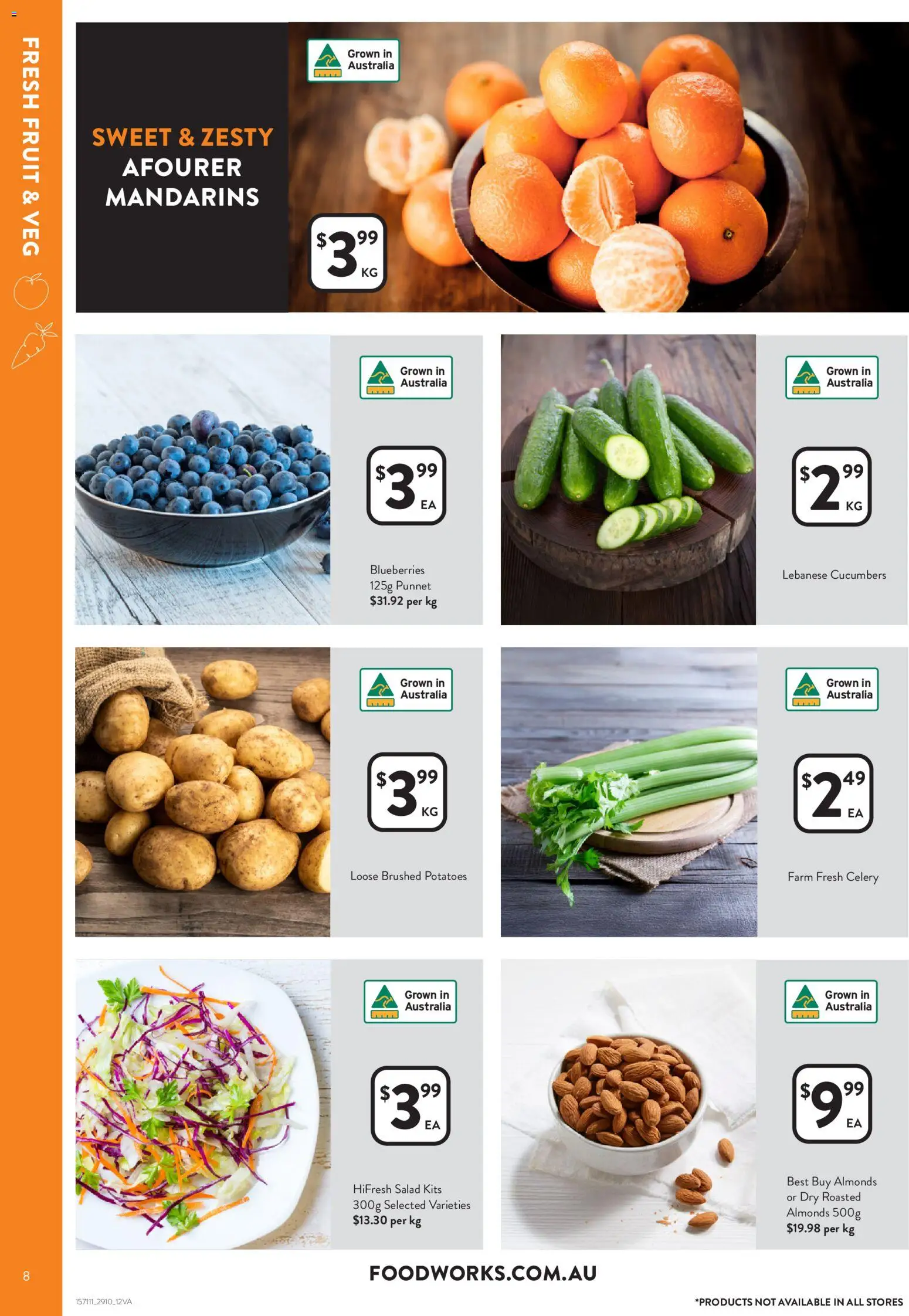 Foodworks catalogue - valid from 29.10.2025 | Page: 8 | Products: Almonds, Mandarins, Salad, Blueberries