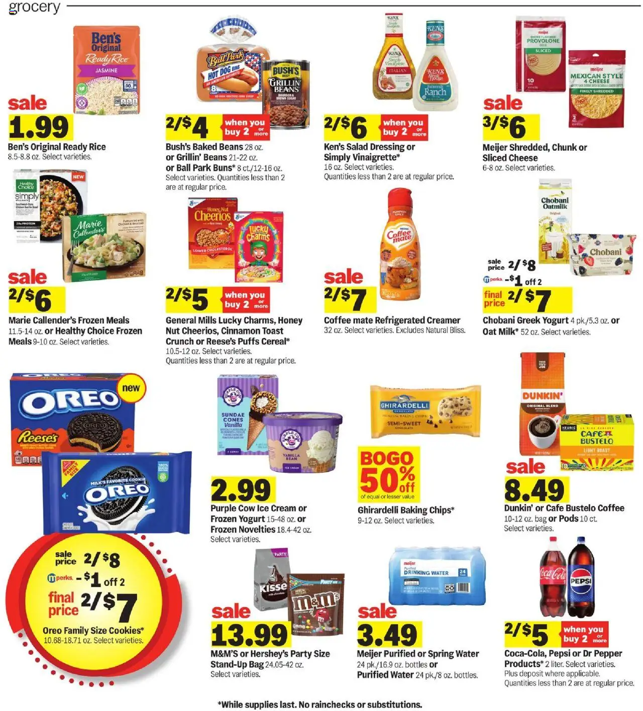 Meijer Weekly Ad - MI - valid from 01.10.2025 | Page: 3 | Products: Cheese, Rice, Chips, Salad