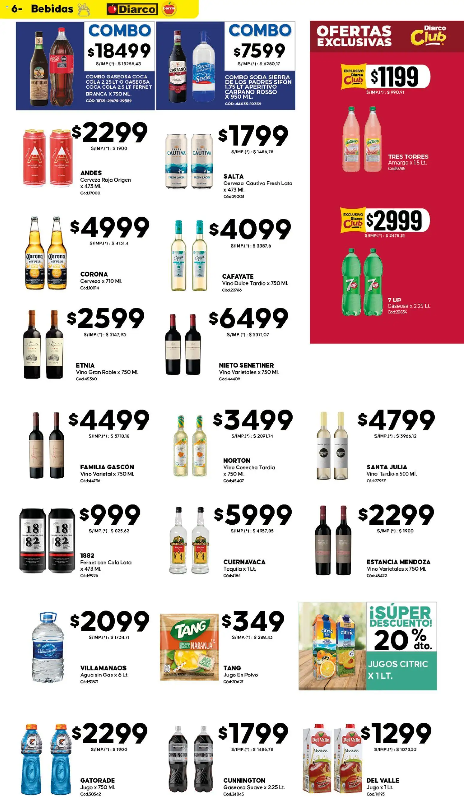 Diarco - Ofertas Diarco Barrio │ válido desde el 27.04.2026 | Página: 6 | Productos: Fernet, Soda, Agua, Cerveza