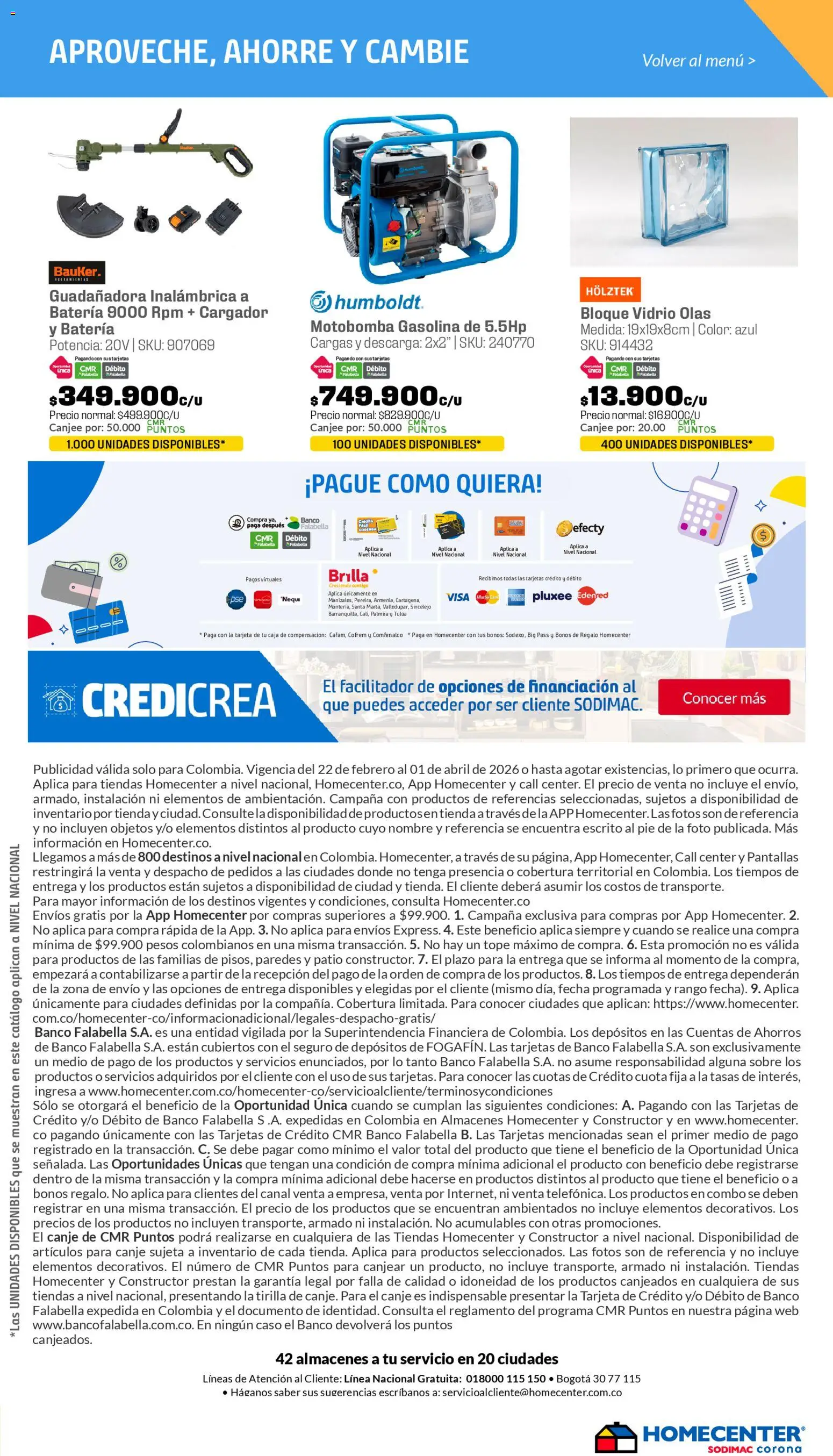 Homecenter revista - valida desde el 26.03.2026 | Página: 25 | Productos: Banco, Sobre, Caja, Pantallas