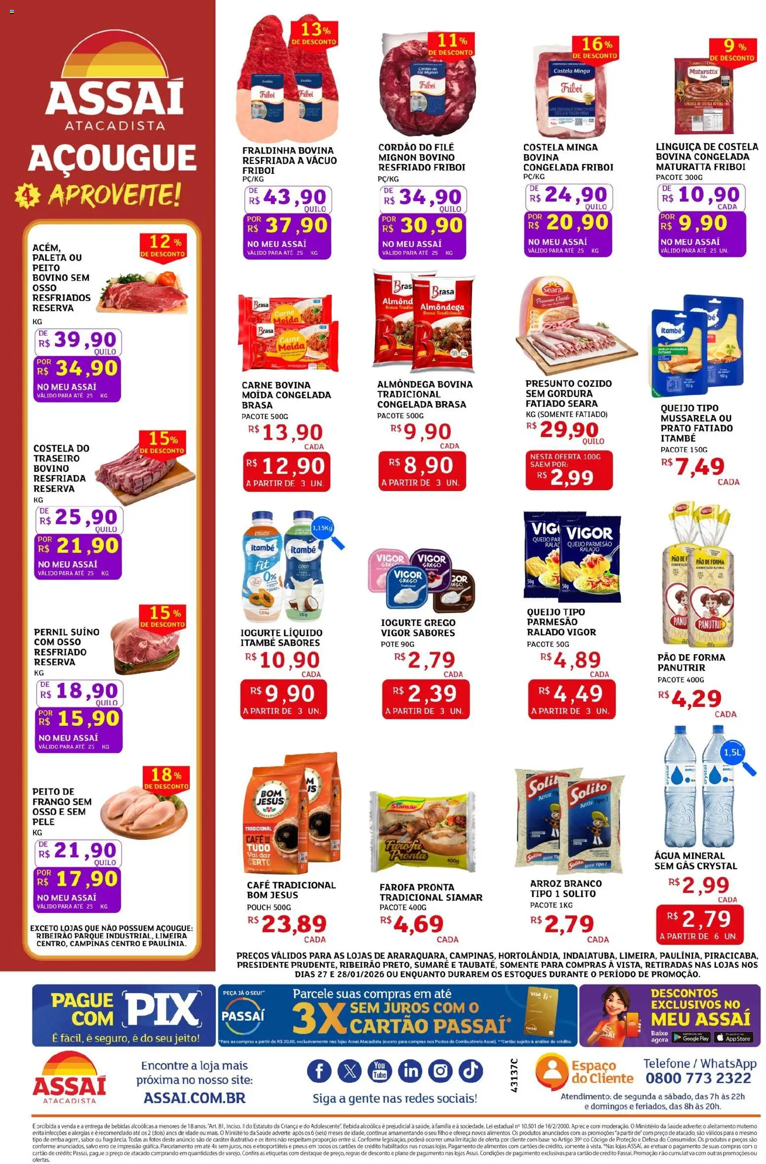 Assaí Atacadista Folheto - válido de 27.01.2026 | Página: 2 | Produtos: Filé mignon, Café, Pneus, Carne