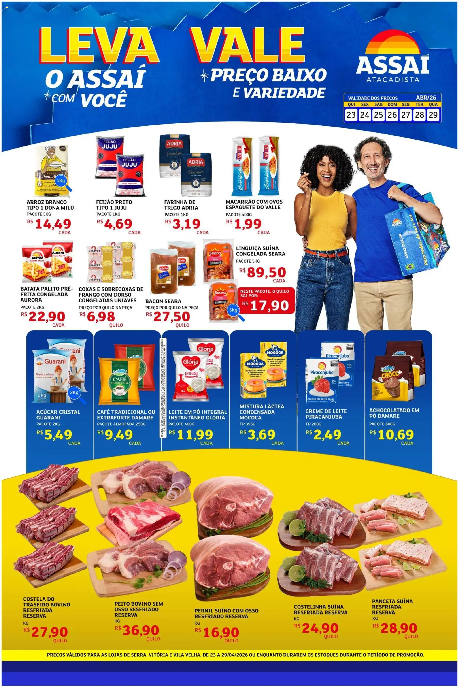 Assaí Atacadista Folheto - válido de 24.04.2026 | Página: 1 | Produtos: Almofada, Pernil, Leite, Açúcar
