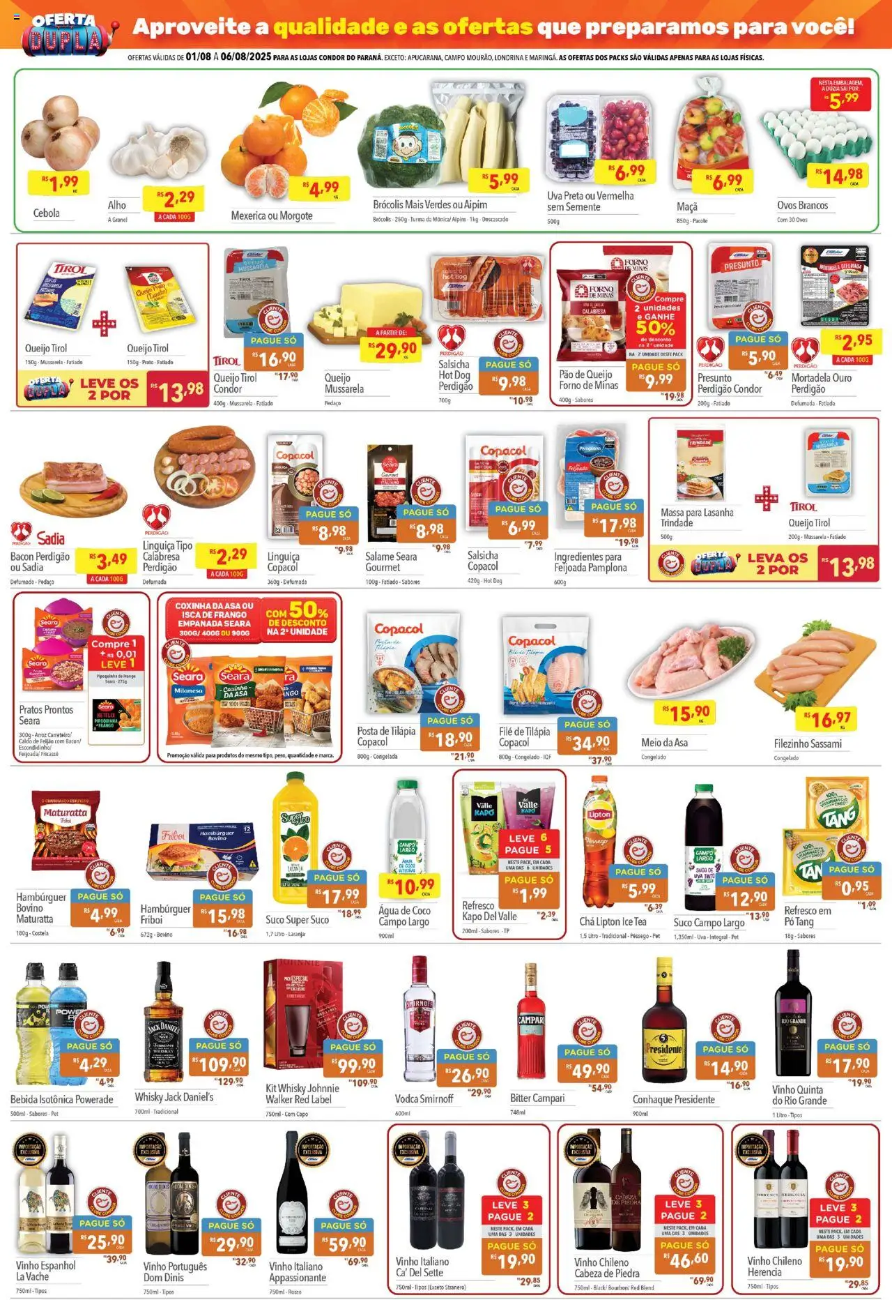 Supermercados Condor Folheto - válido de 01.08.2025 | Página: 3 | Produtos: Ice tea, Tilápia, Brócolis, Frango
