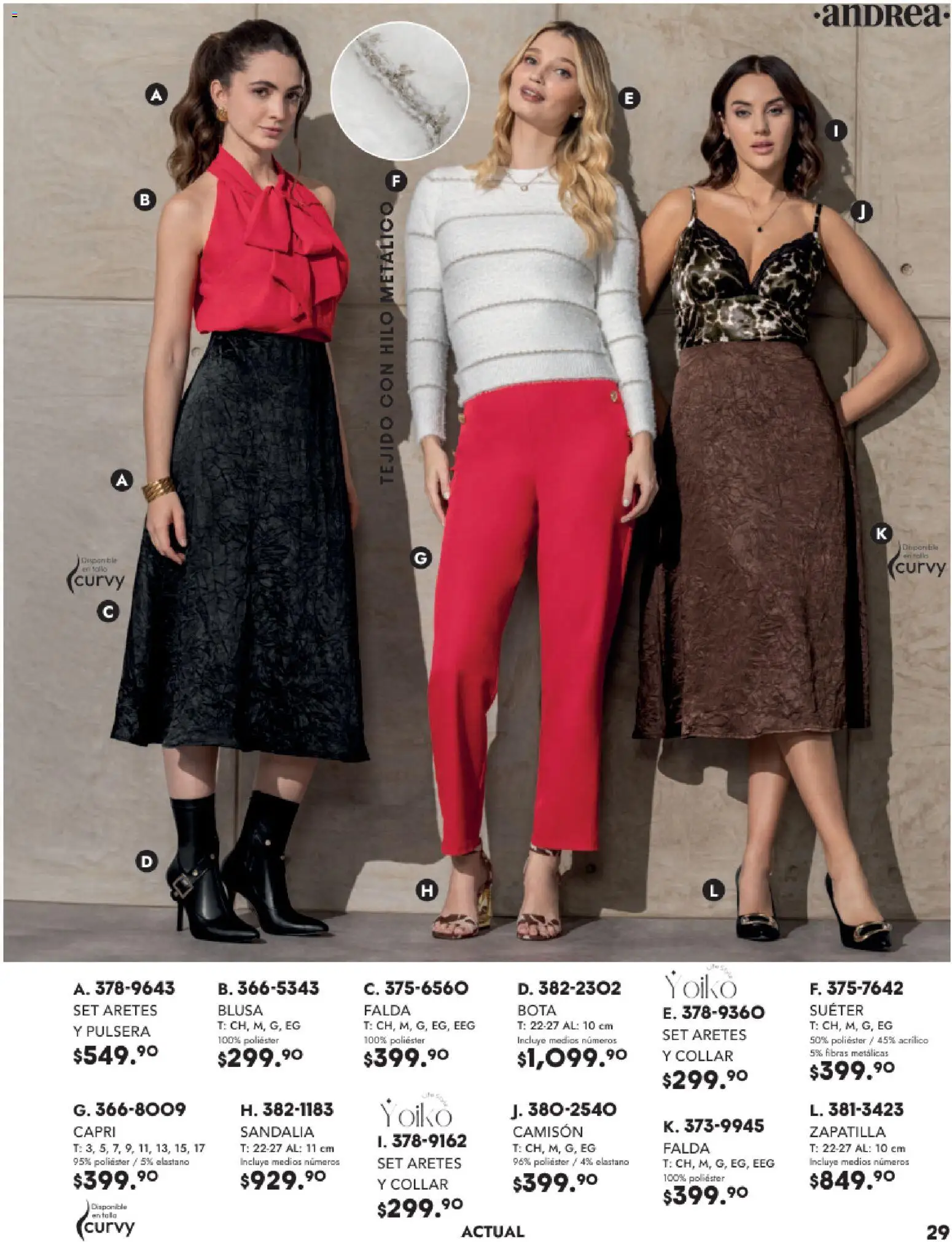 Nuevas ofertas de Andrea válidas en toda la República Mexicana desde el 26.11.2025. ¡Encuentra las mejores ofertas en Andrea catálogo Vestir! | Página: 29 | Productos: Pollo, Blusa, Pulsera, Collar