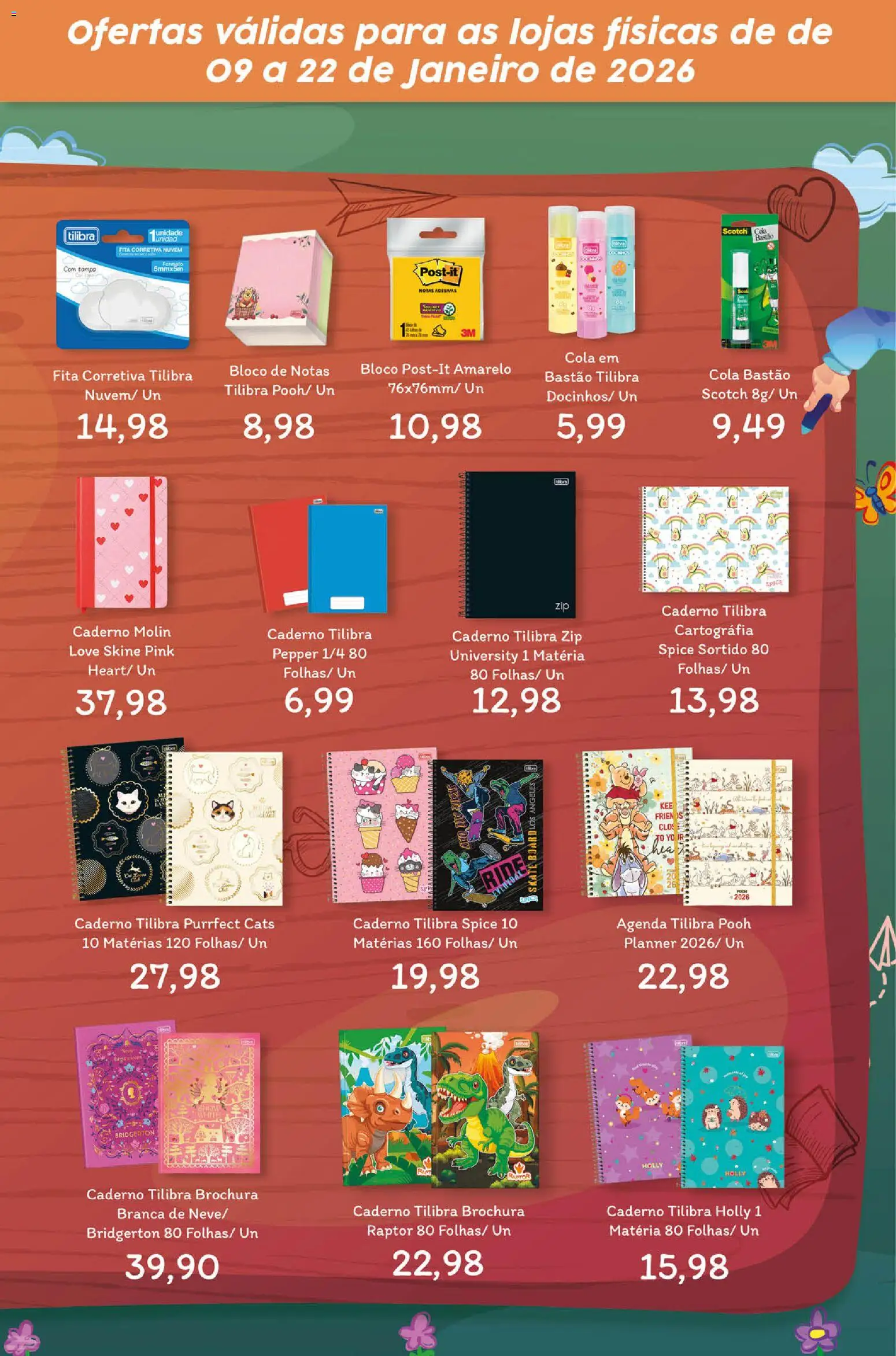 Tauste Folheto - válido de 09.01.2026 | Página: 3 | Produtos: Skate, Cola, Fita, Caderno