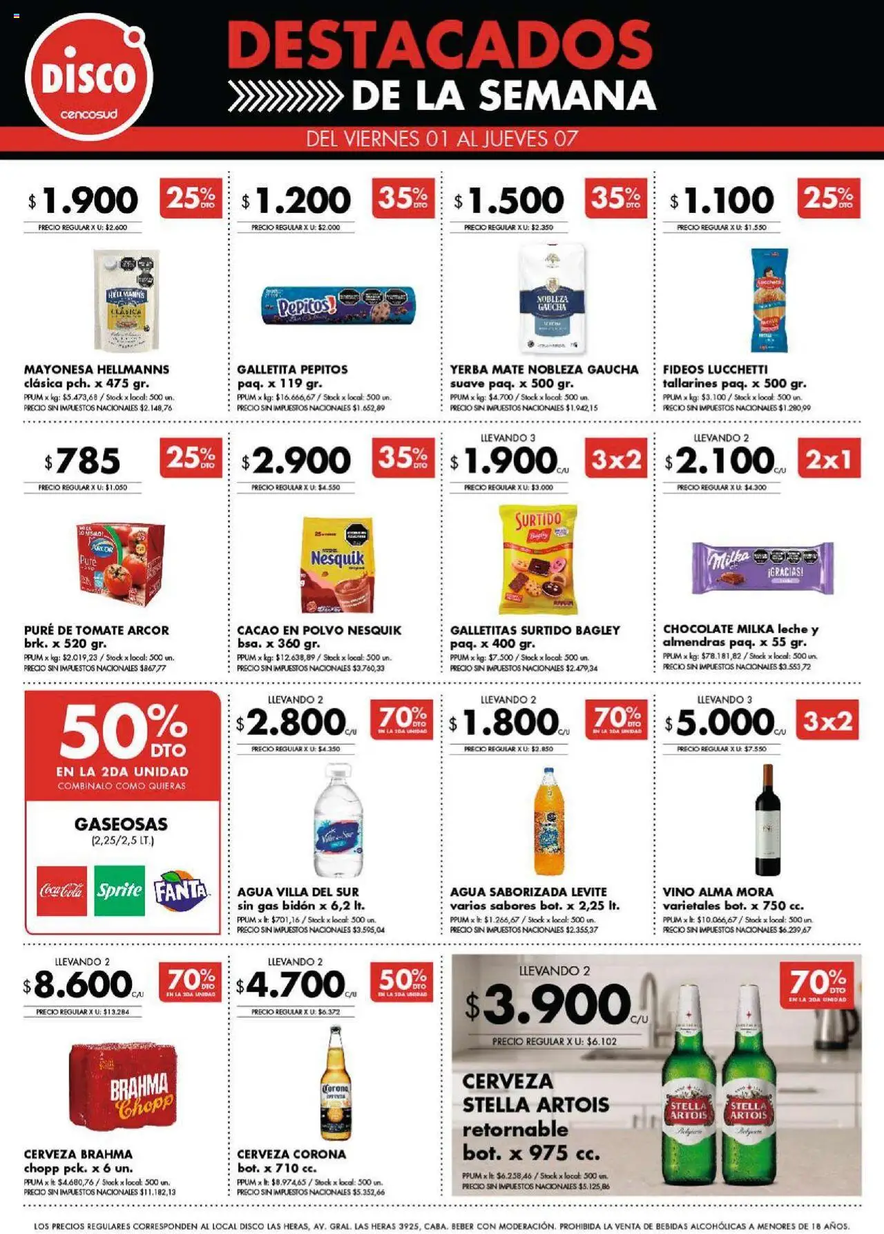 Disco - Destacados │ válido desde el 01.08.2025 | Página: 1 | Productos: Galletitas, Mayonesa, Tomate, Agua