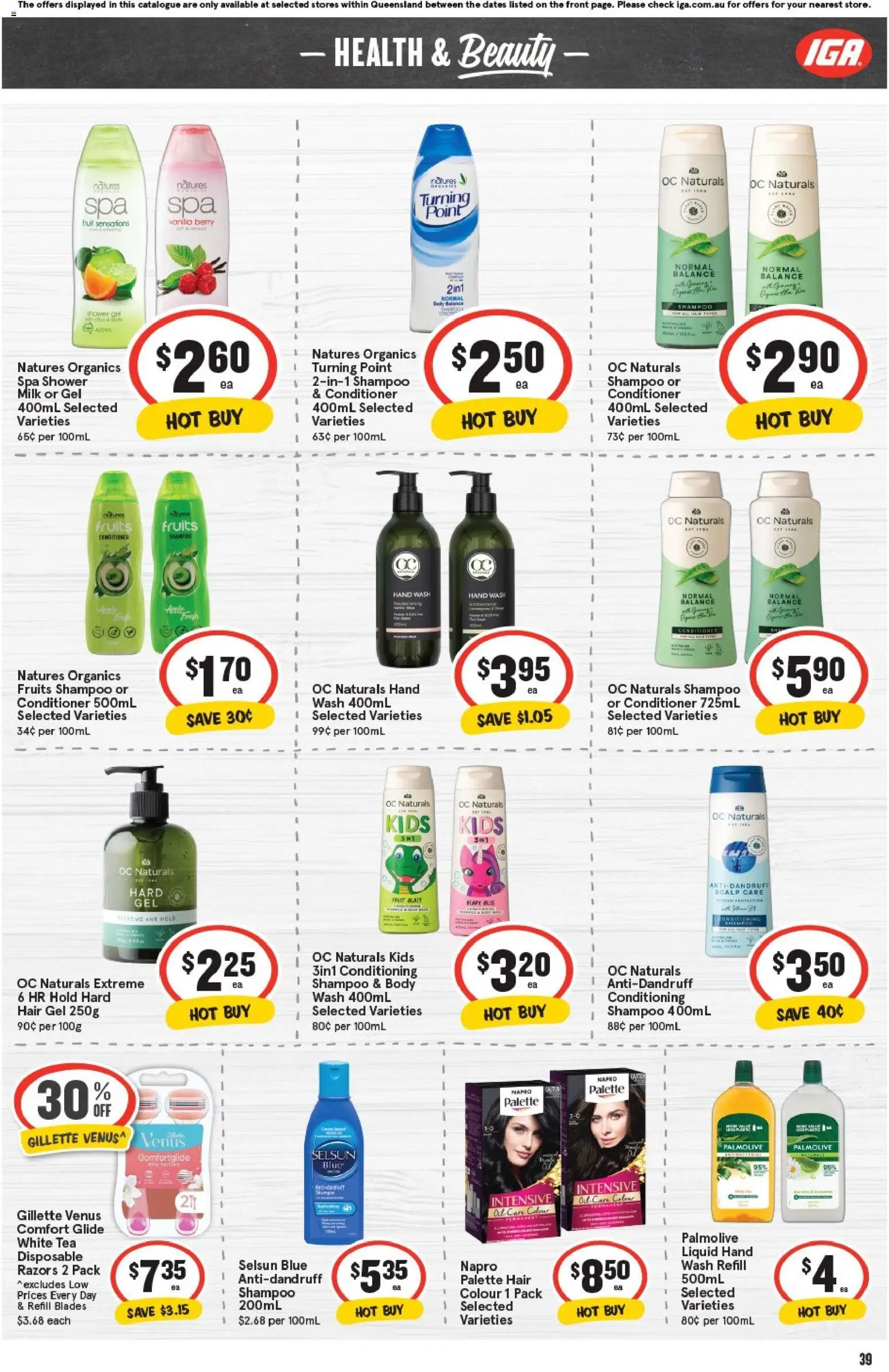 IGA catalogue - valid from 05.11.2025 | Page: 39 | Products: Conditioner, Tea, Shower gel, Hand wash