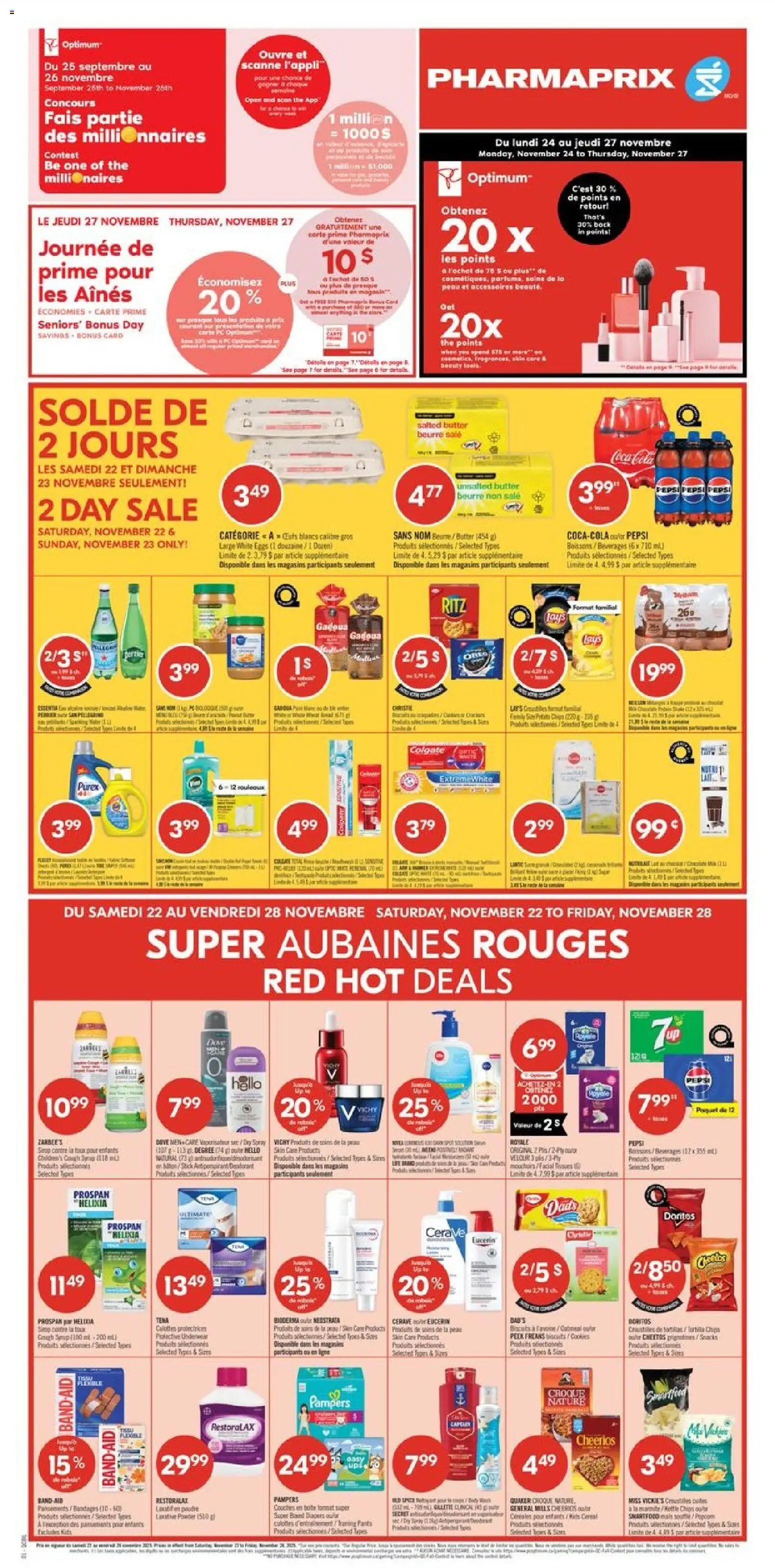 Pharmaprix flyer valid from 22.11.2025 | Page: 1 | Products: Chips, PC, Bread, Underwear