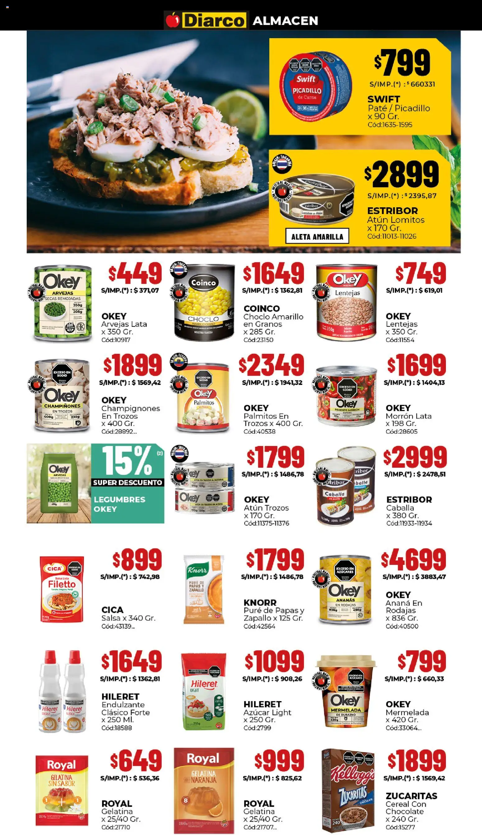 Diarco ofertas │ válido desde el 23.02.2026 | Página: 3 | Productos: Zapallo, Gelatina, Palmitos, Chocolate