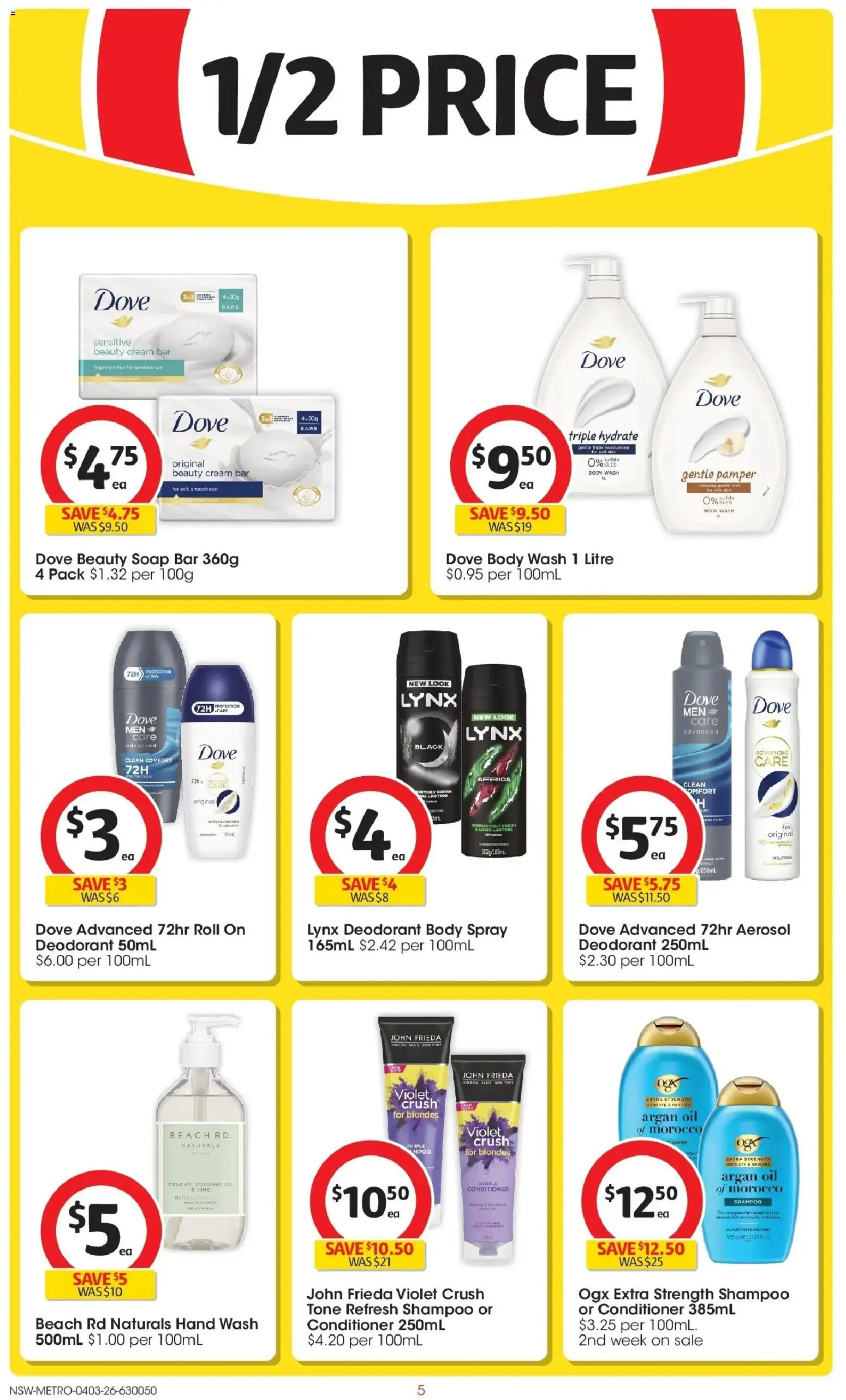 Coles catalogue - valid from 04.03.2026 | Page: 5 | Products: Shampoo, Soap, Cream, Hand wash