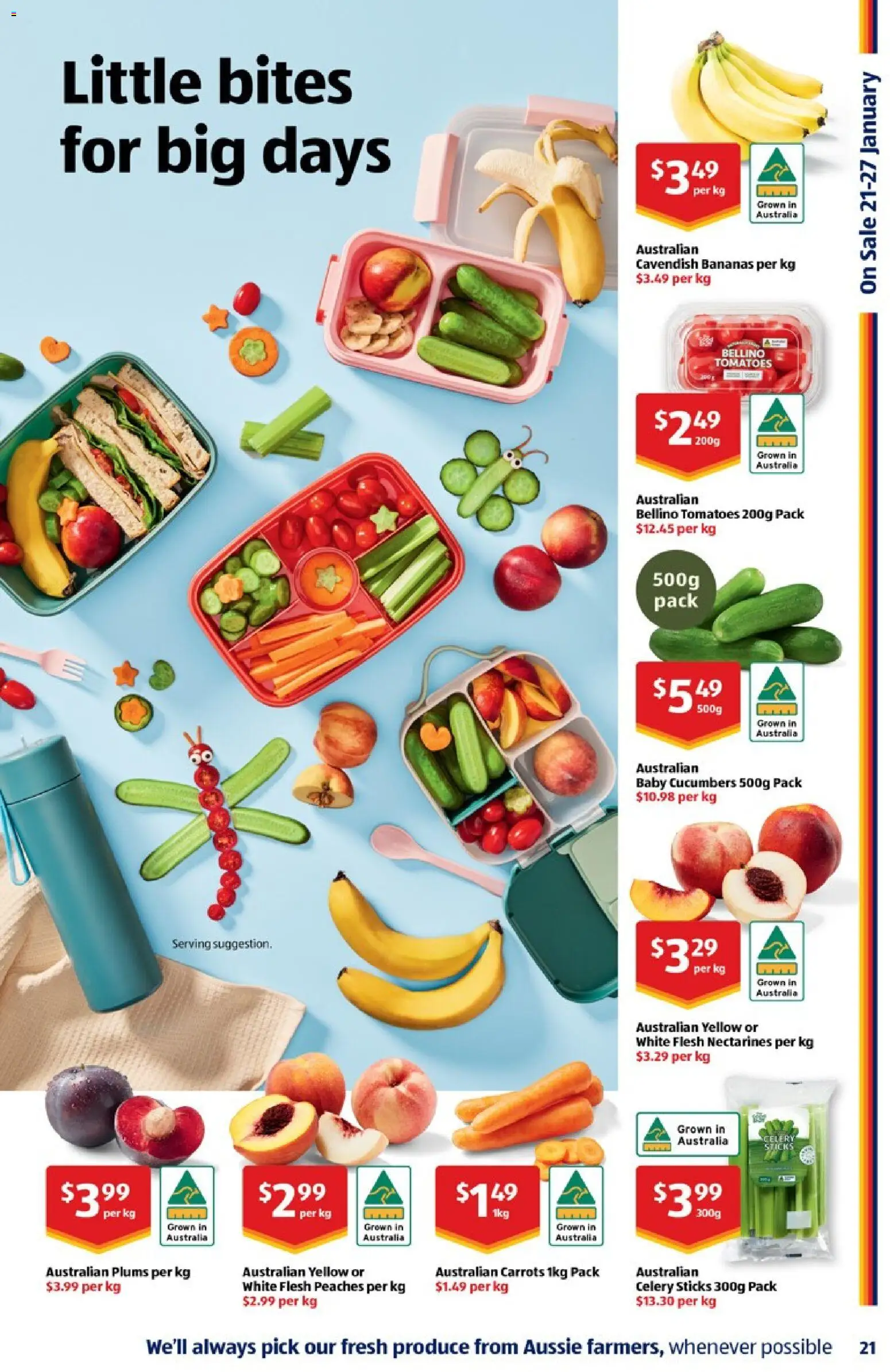 Aldi catalogue - valid from 28.01.2026 | Page: 21 | Products: Tomatoes, Bananas, Carrots, Cucumbers