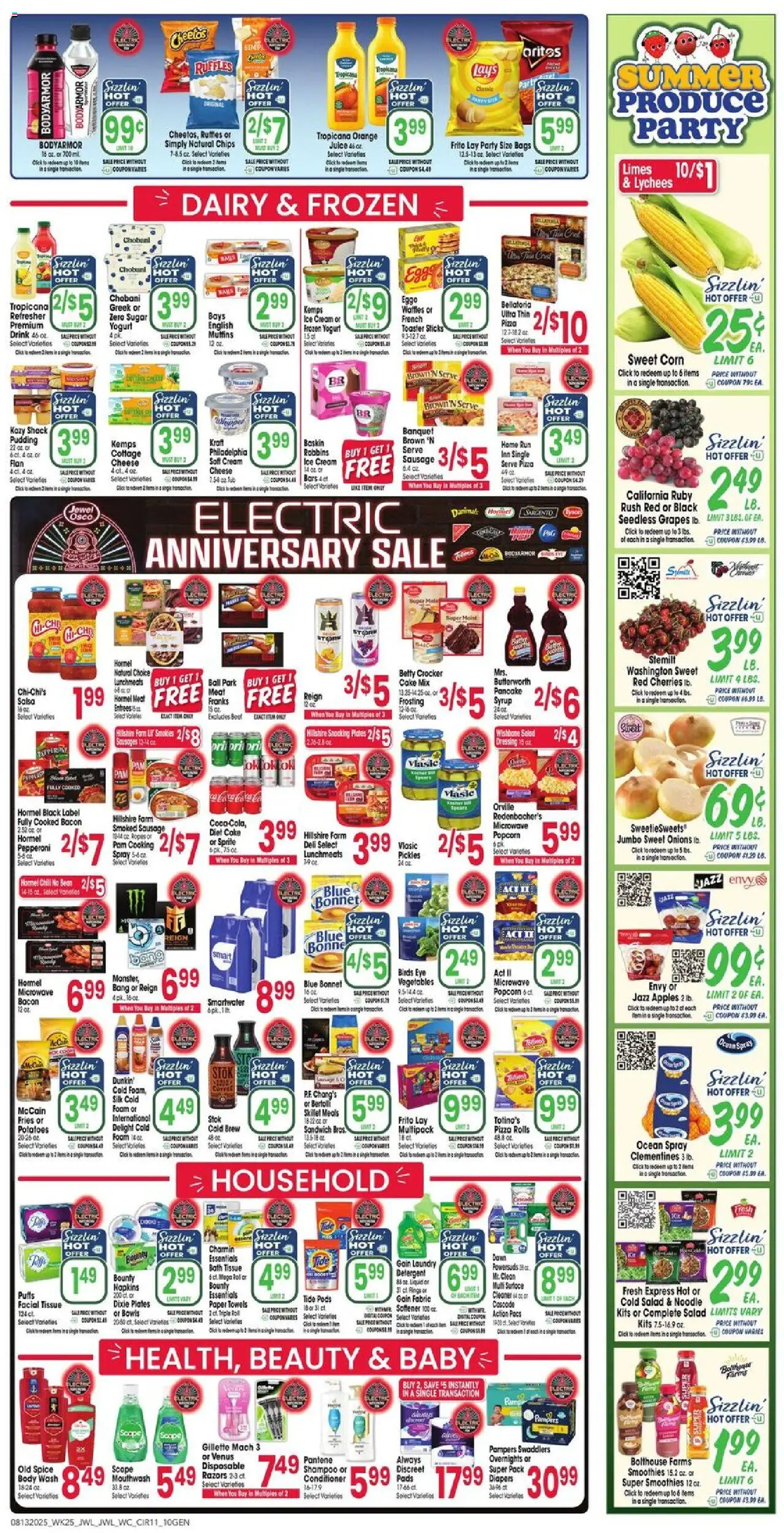 Jewel Osco Weekly Ad - valid from 13.08.2025 | Page: 14 | Products: Cherries, Detergent, Vegetables, Sugar