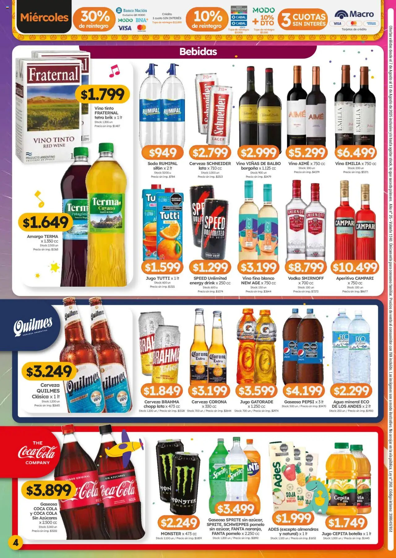 Cordiez ofertas │ válido desde el 07.08.2025 | Página: 4 | Productos: Vodka, Gaseosa, Agua, Pomelo