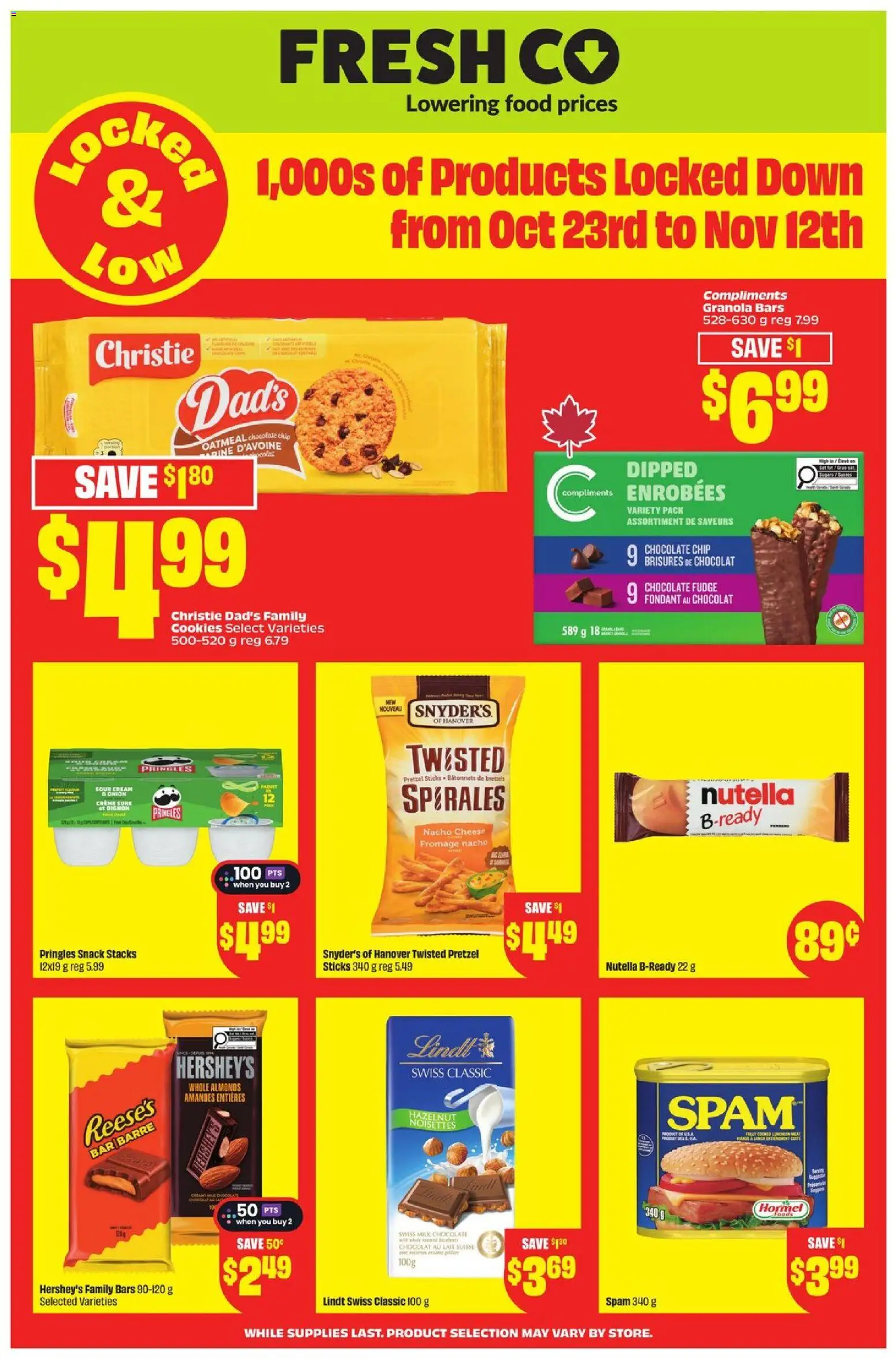 FreshCo flyer valid from 23.10.2025 | Page: 1 | Products: Cookies, Milk, Cheese, Chocolate