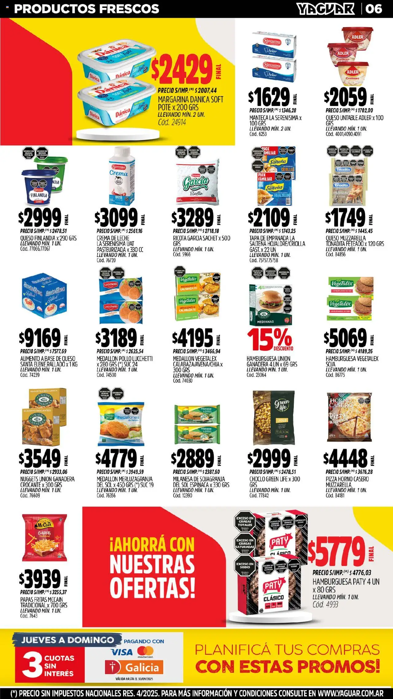 Yaguar - José C. Paz │ válido desde el 08.09.2025 | Página: 7 | Productos: Pollo, Choclo, Crema de leche, Leche