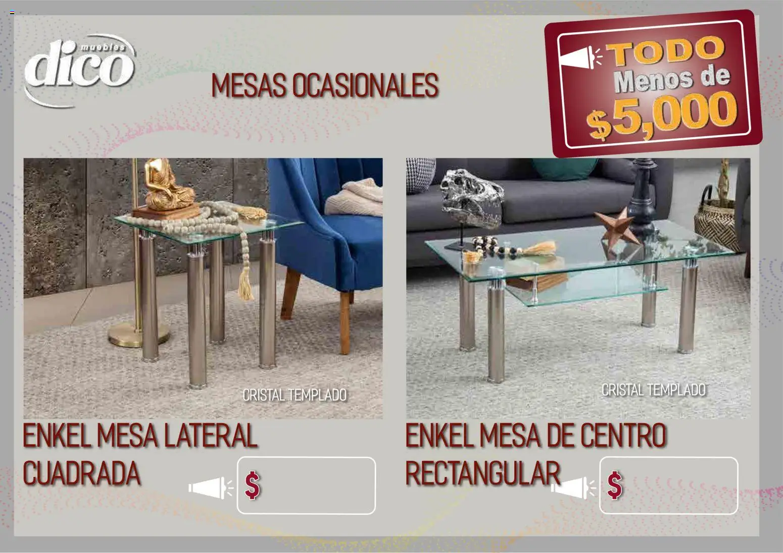 Nuevas ofertas de Muebles Dico válidas en toda la República Mexicana desde el 09.04.2026. ¡Encuentra las mejores ofertas en Muebles Dico catálogo Todo menos de 5000 Pacifico! | Página: 45 | Productos: Mesa de centro, Mesa