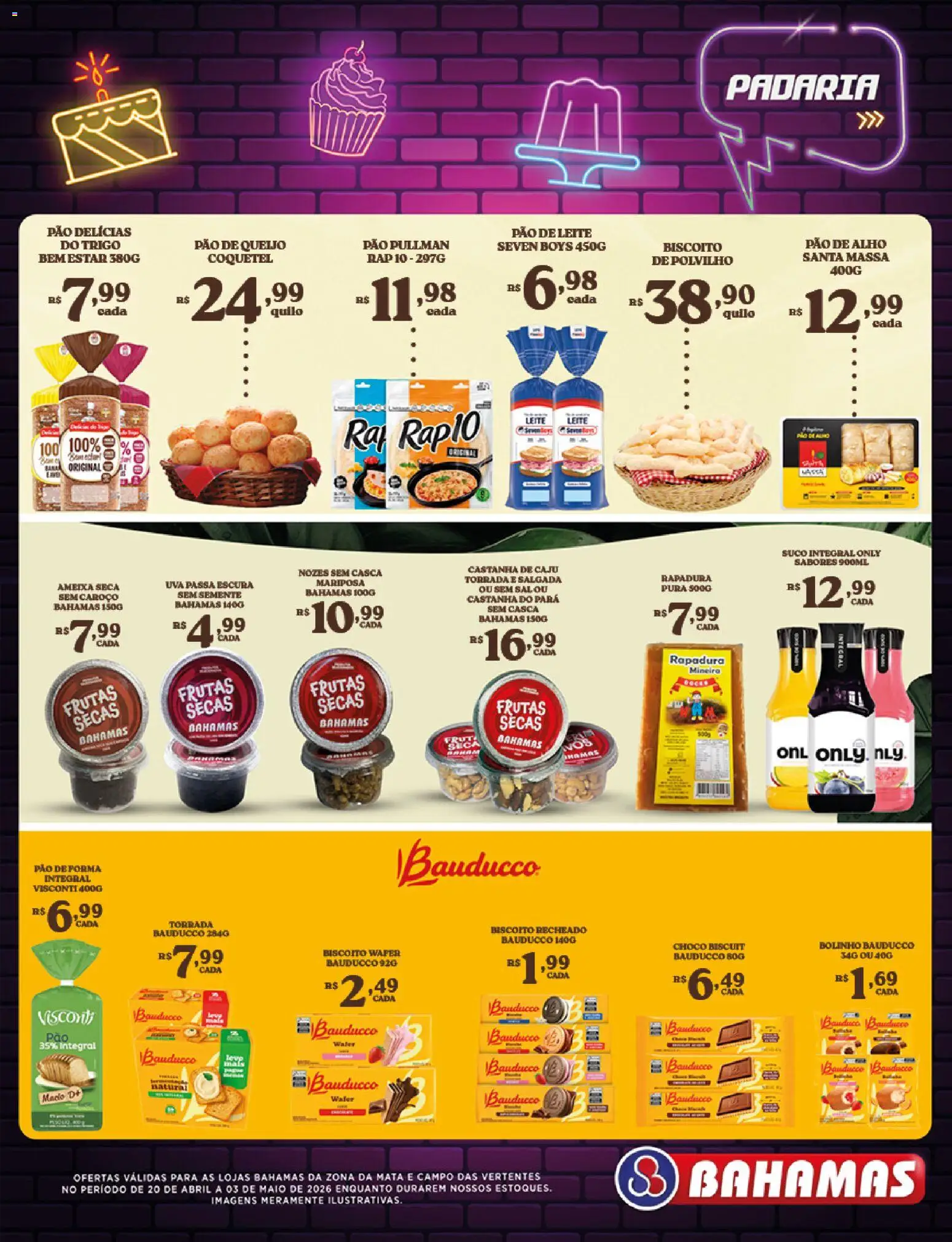 Bahamas Supermercados Folheto - válido de 20.04.2026 | Página: 7 | Produtos: Caju, Massa, Pão de queijo, Uva passa
