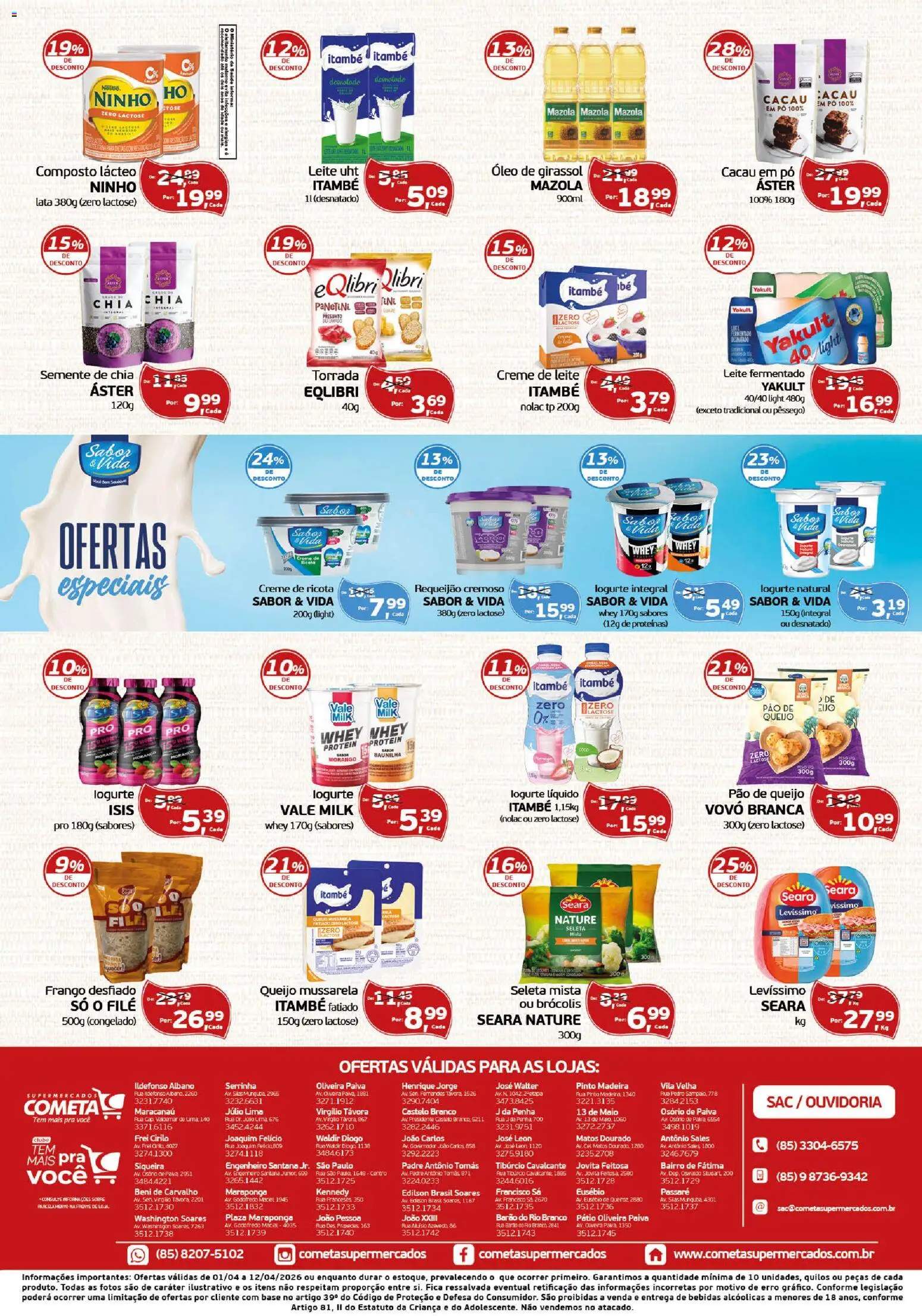 Cometa Supermercados Folheto - válido de 01.04.2026 | Página: 2 | Produtos: Base, Ricota, Creme, Requeijão