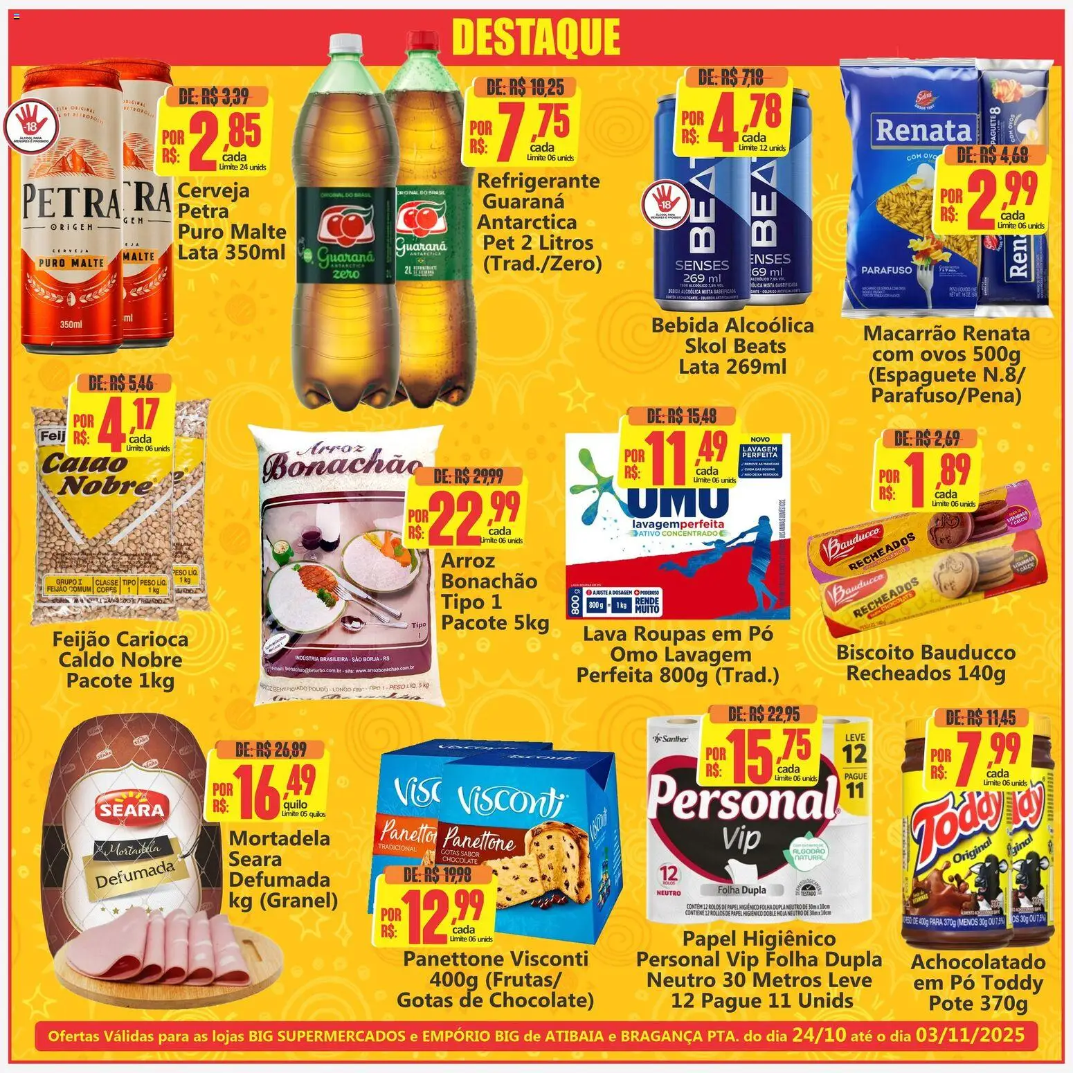 Big Supermercados Folheto - válido de 24.10.2025 | Página: 3 | Produtos: Pó, Achocolatado, Roupas, Papel higiênico