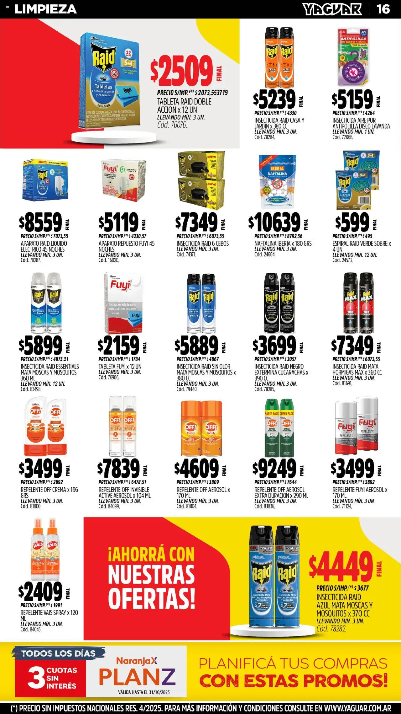 Yaguar - Mar del Plata │ válido desde el 20.10.2025 | Página: 15 | Productos: Mata moscas, Tableta, Disco, Crema