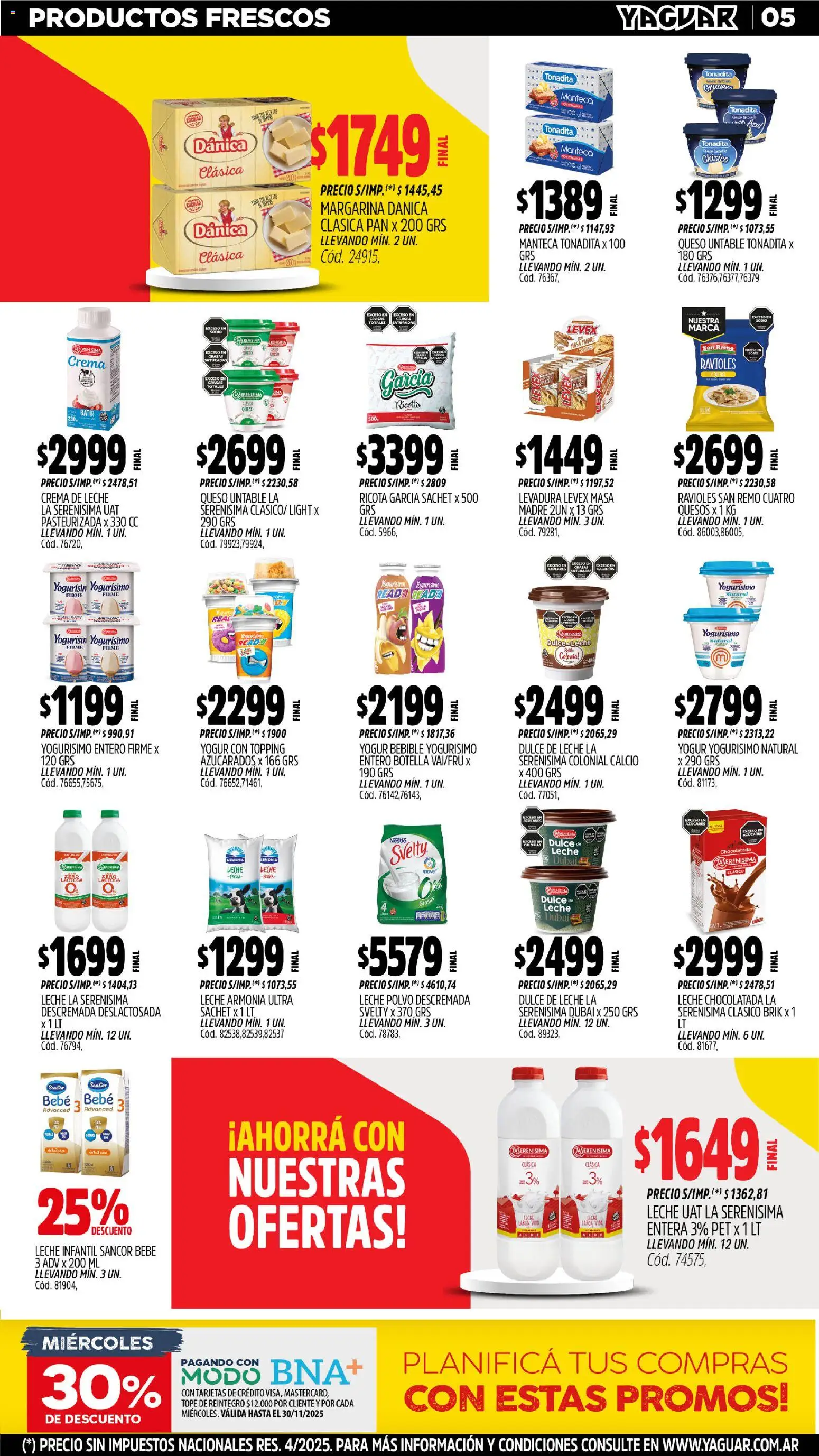 Yaguar - San Juan │ válido desde el 17.11.2025 | Página: 5 | Productos: Botella, Yogur, Chocolatada, Crema