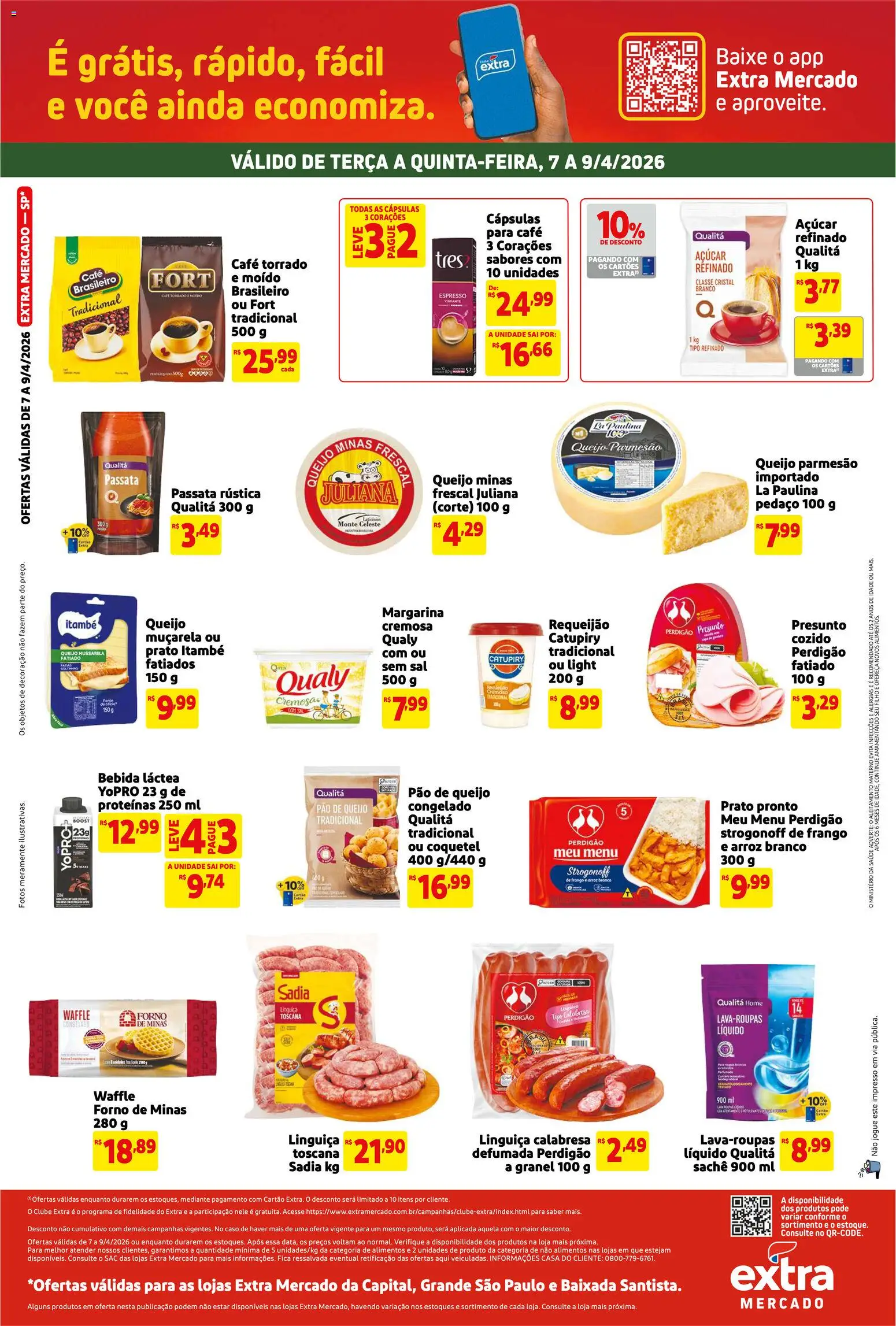 Extra Folheto - válido de 07.04.2026 | Página: 2 | Produtos: Capsulas 3 corações, Arroz, Açúcar, Margarina