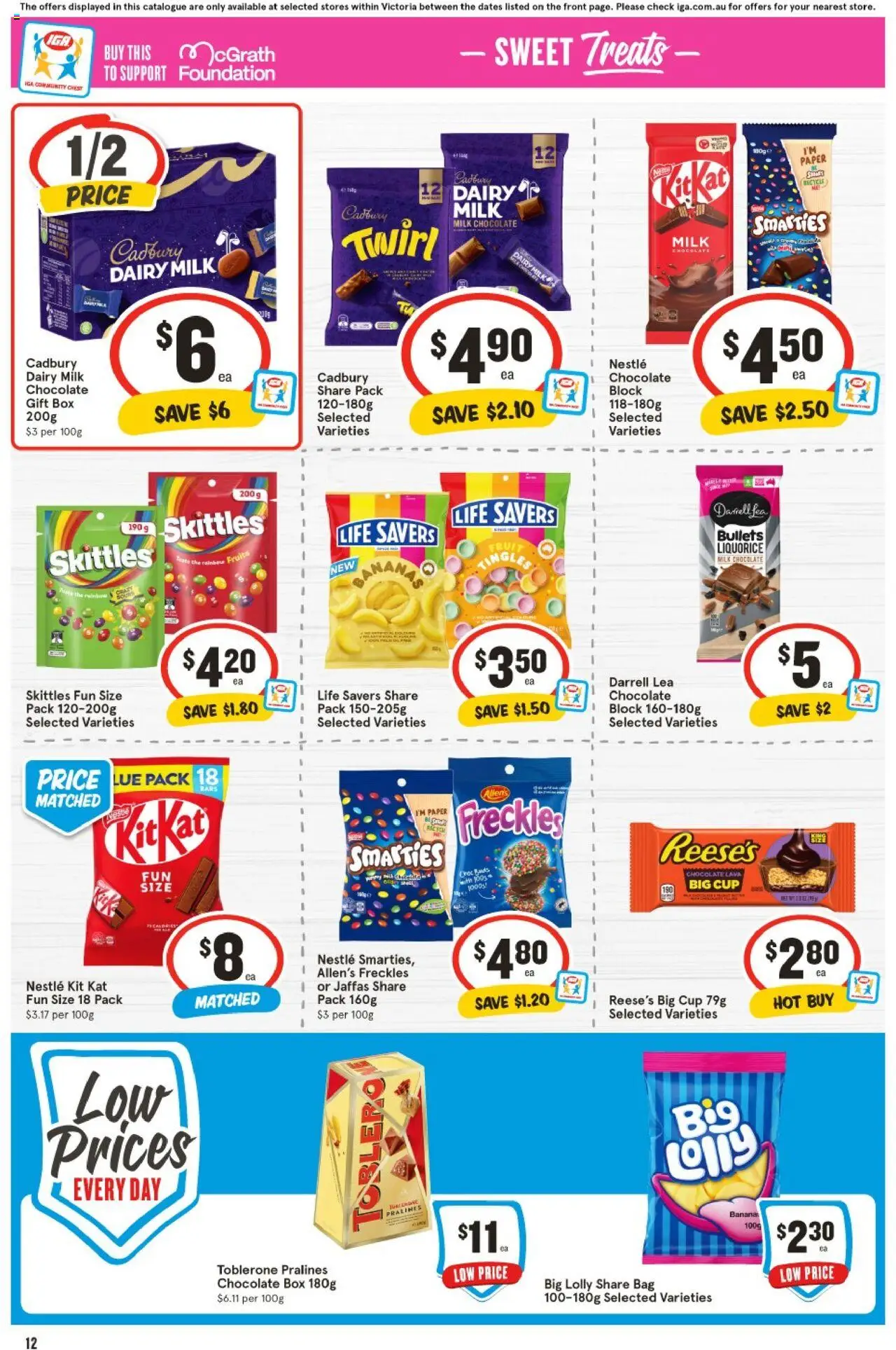 IGA catalogue - valid from 10.09.2025 | Page: 12 | Products: Milk, Chocolate, Bananas, Foundation