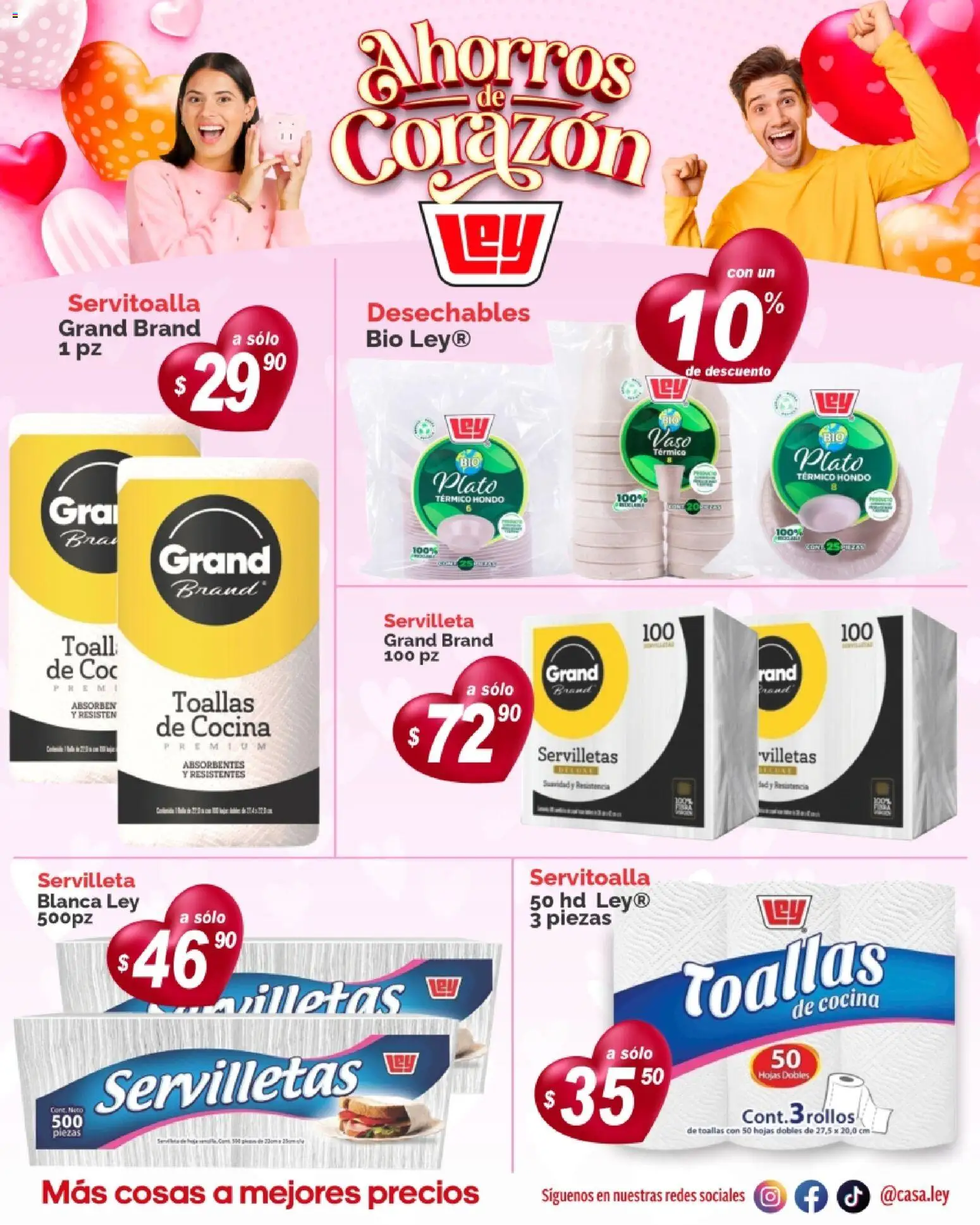 Nuevas ofertas de Casa Ley válidas en toda la República Mexicana desde el 03.02.2026. ¡Encuentra las mejores ofertas en Casa Ley folleto Ahorros de Corazón frontera! | Página: 4 | Productos: Cocina, Toallas, Servilletas
