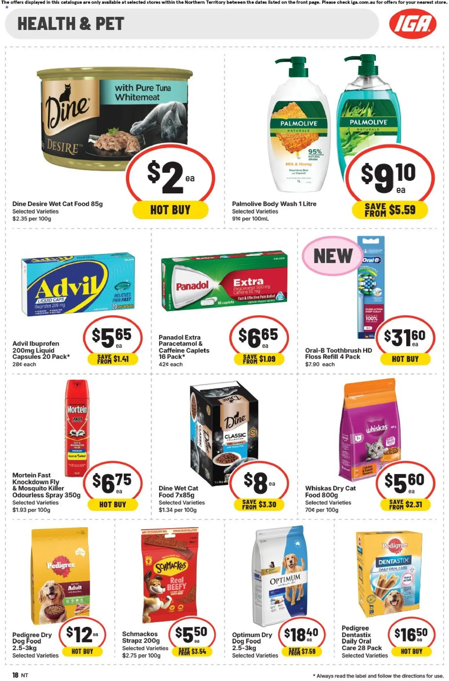 IGA catalogue - valid from 25.02.2026 | Page: 14 | Products: Milk, Chicken, Dog food, Pain relief