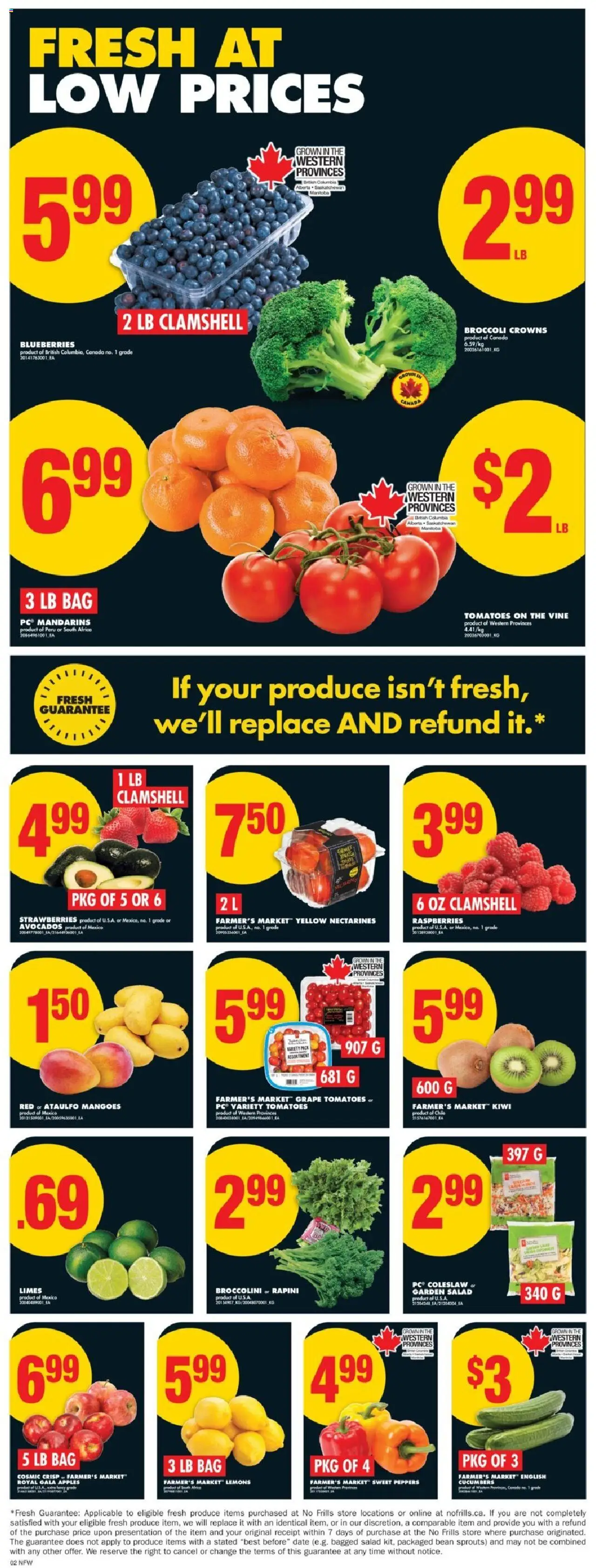 No Frills flyer valid from 14.08.2025 | Page: 4 | Products: Strawberries, Cucumbers, Salad, Apples