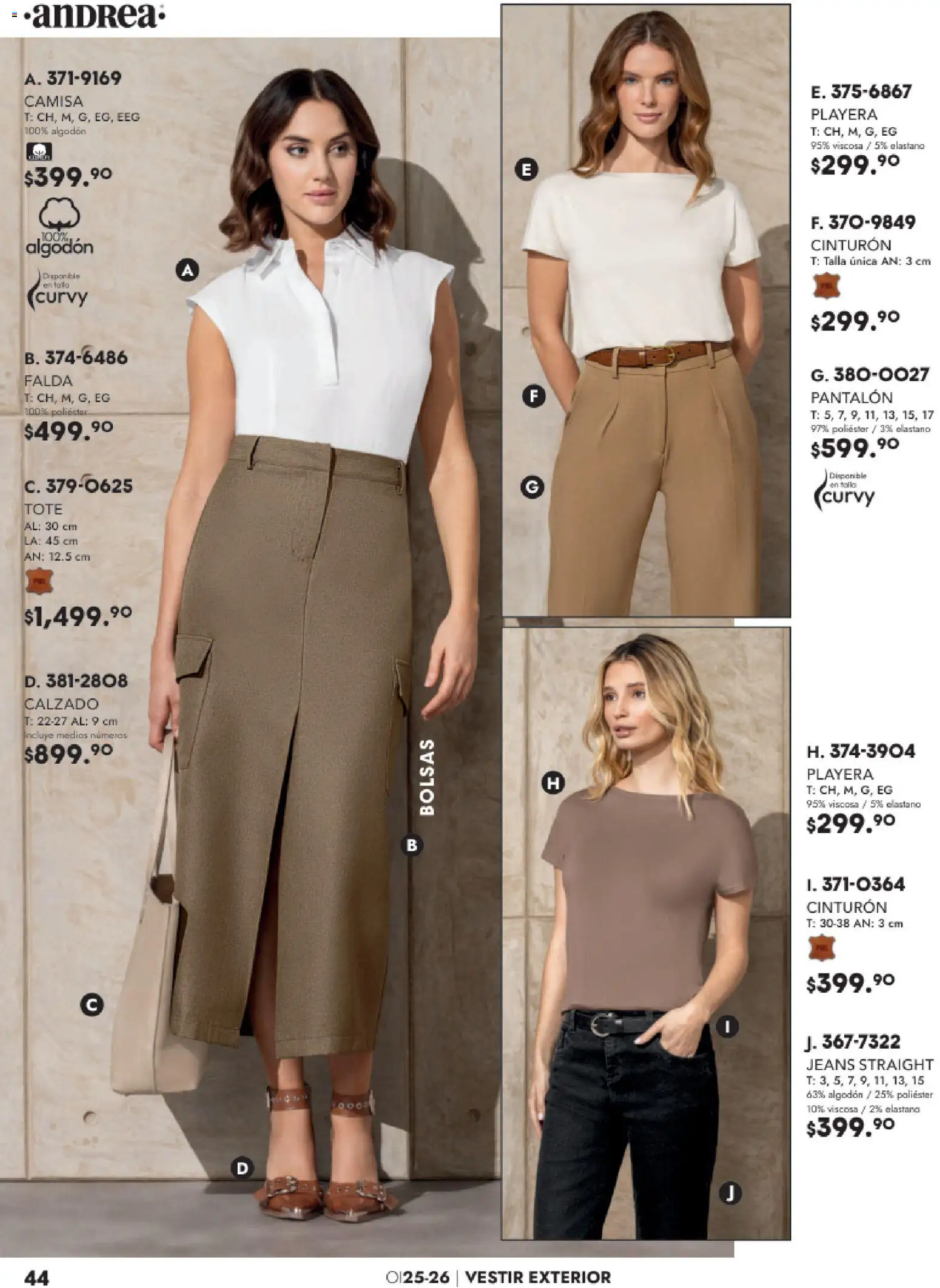 Nuevas ofertas de Andrea válidas en toda la República Mexicana desde el 26.11.2025. ¡Encuentra las mejores ofertas en Andrea catálogo Vestir! | Página: 44 | Productos: Cinturón, Camisa, Playera, Falda