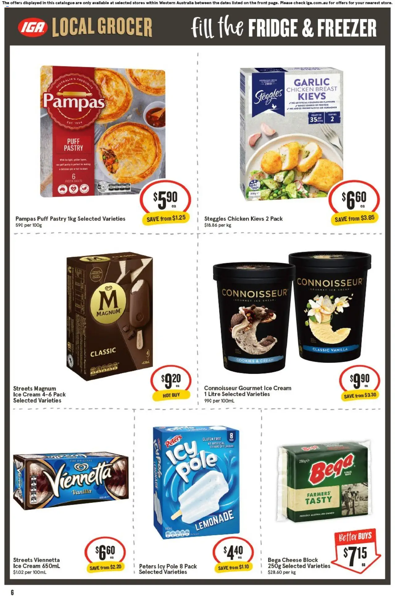 IGA catalogue - valid from 22.10.2025 | Page: 6 | Products: Chicken, Pastry, Ice cream, Freezer