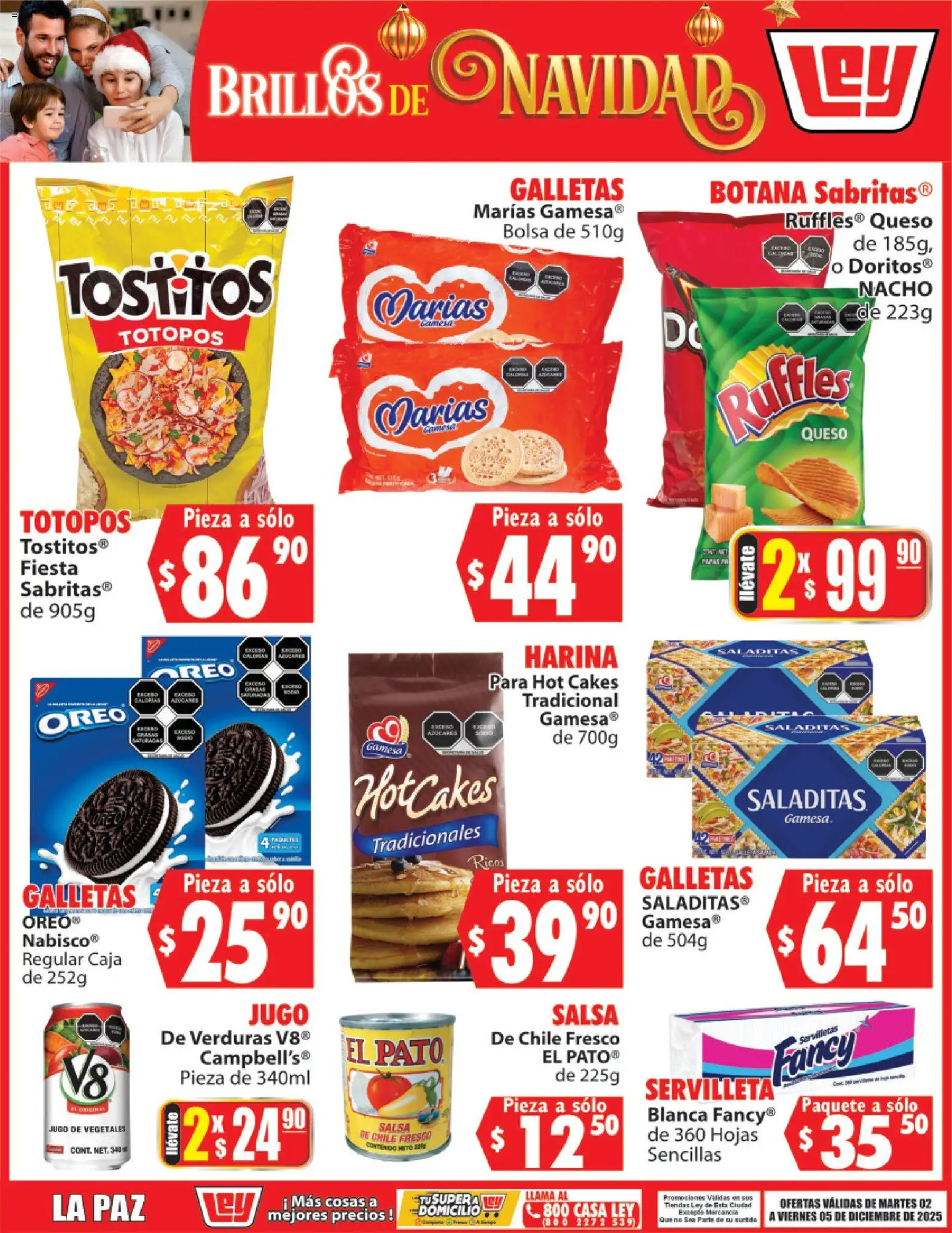 Nuevas ofertas de Casa Ley válidas en toda la República Mexicana desde el 02.12.2025. ¡Encuentra las mejores ofertas en Casa Ley folleto Brillos de Navidad! | Página: 3 | Productos: Harina, Bolsa, Galletas, Caja