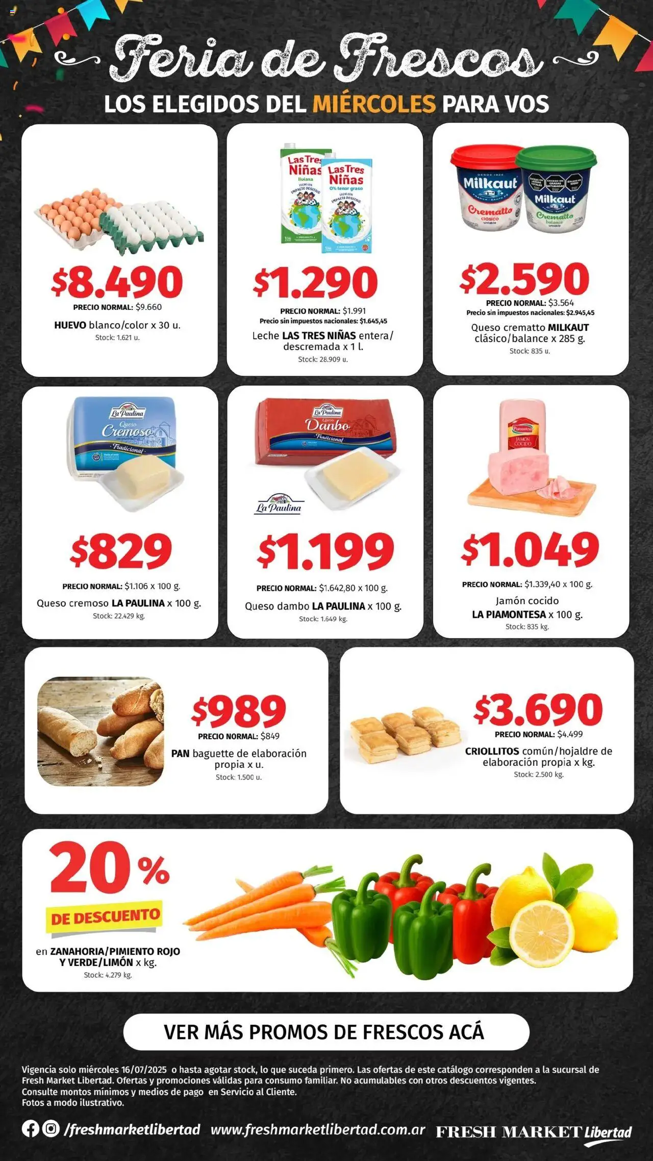 Hipermercado Libertad - Feria de Frescos - DOT │ válido desde el 16.07.2025 | Página: 1 | Productos: Huevo, Leche, Queso, Pan