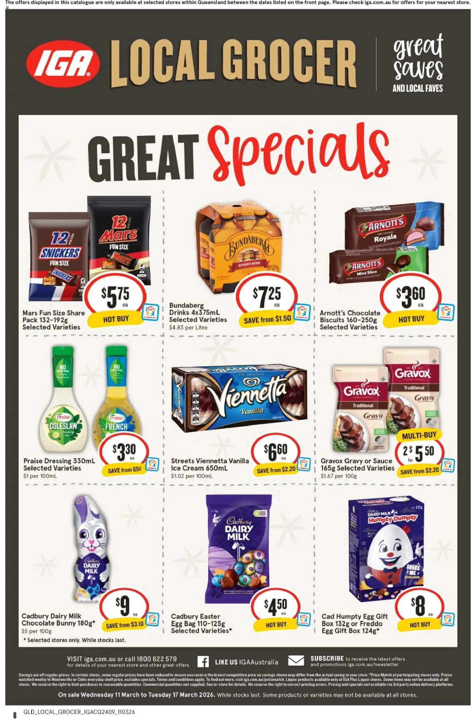 IGA catalogue - valid from 11.03.2026 | Page: 8 | Products: Box, Chocolate, Sauce, Bag