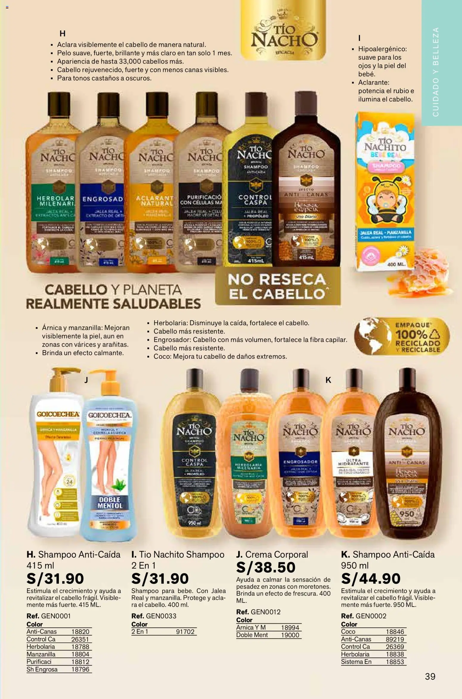 Catálogo Leonisa válido desde 06.03.2026 | Página: 39 | Productos: Shampoo, Crema, Empaque