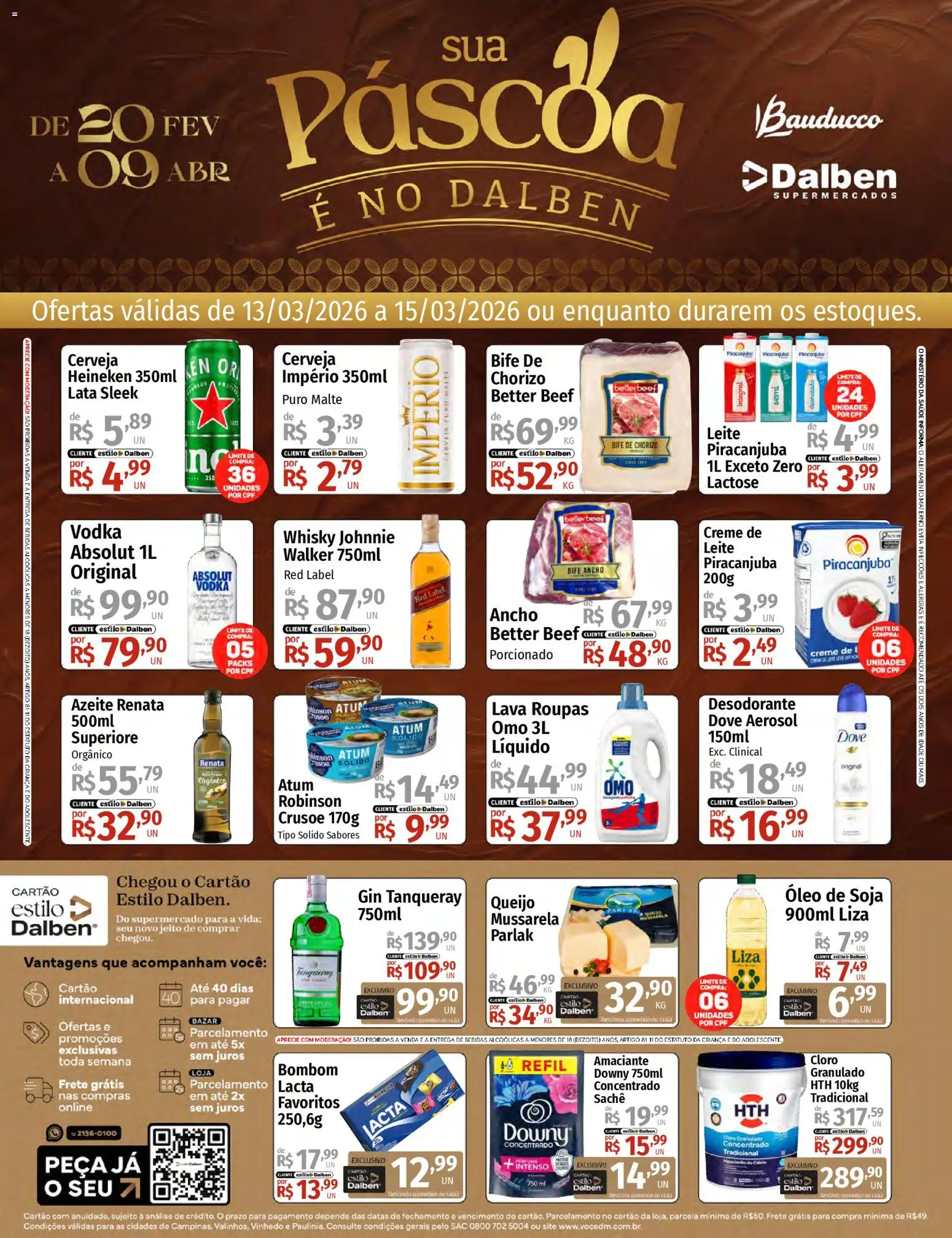 Supermercado Dalben Folheto - válido de 13.03.2026 | Página: 1 | Produtos: Cerveja, Roupas, Creme, Granulado