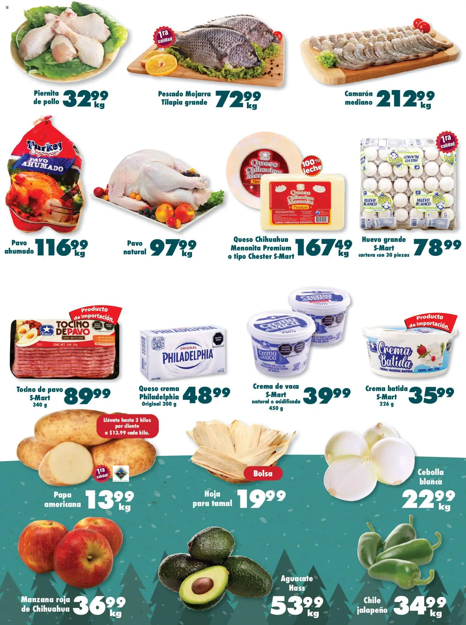 Nuevas ofertas de S-Mart válidas en toda la República Mexicana desde el 05.12.2025. ¡Encuentra las mejores ofertas en S-Mart folleto Juárez! | Página: 4 | Productos: Pollo, Crema de leche, Manzana, Queso
