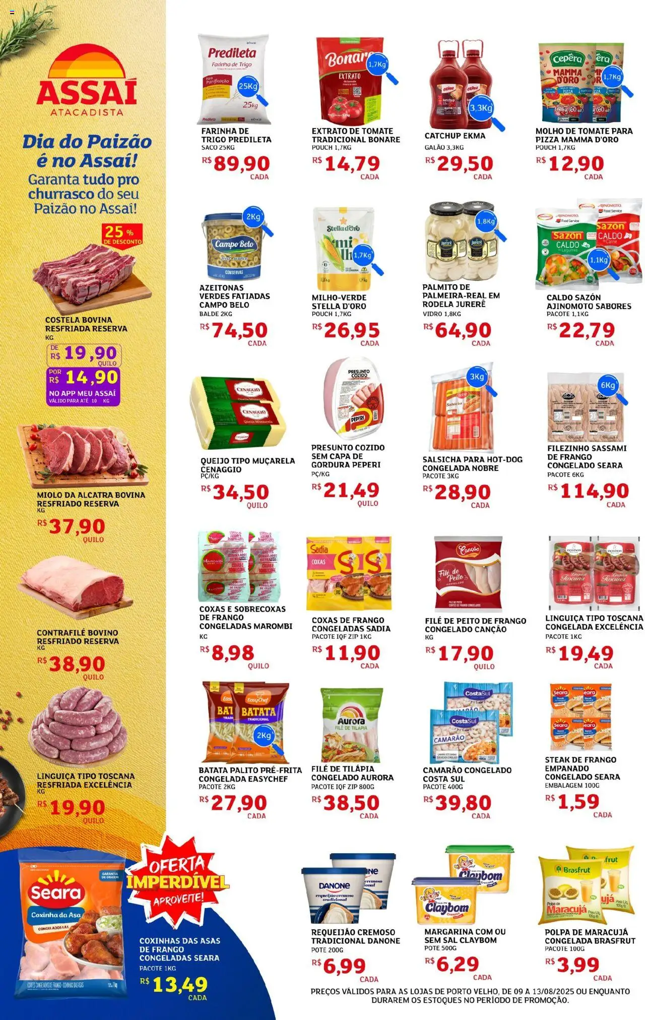 Assaí Atacadista Folheto - válido de 09.08.2025 | Página: 2 | Produtos: Maracujá, Molho de tomate, Camarão, Requeijão