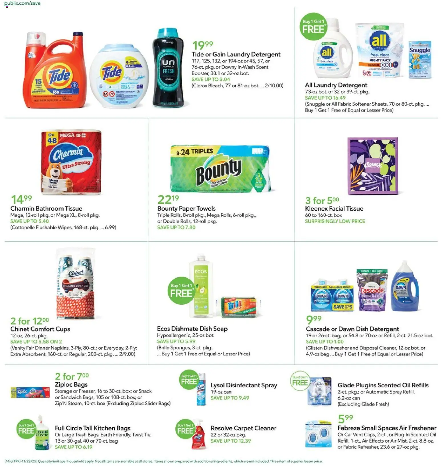 Publix Weekly Ad - valid from 28.11.2025 | Page: 14 | Products: Box, Oil, Bag, Dishwasher