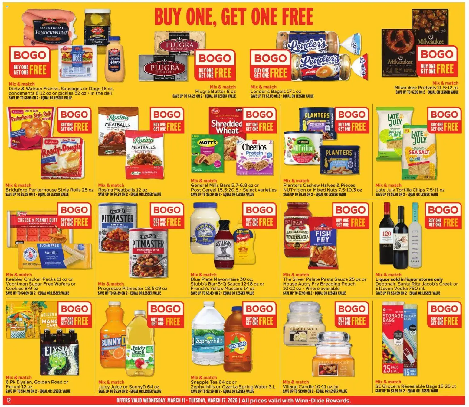 Winn Dixie Weekly Ad - valid from 11.03.2026 | Page: 12 | Products: Cheese, Pasta, Sauce, Sugar