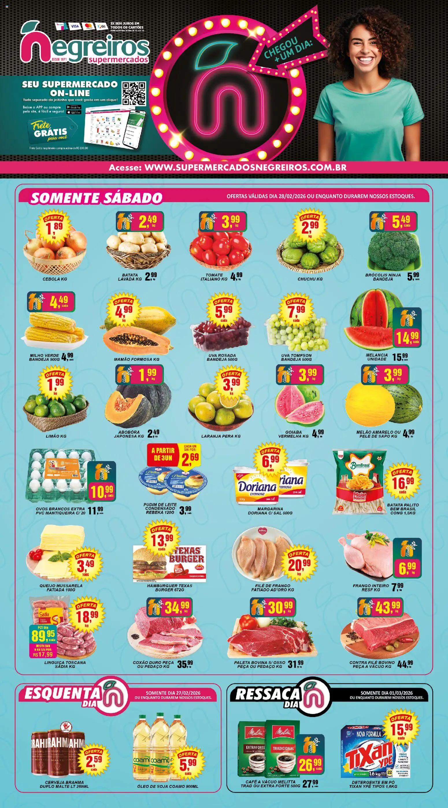 Negreiros Folheto - válido de 27.02.2026 | Página: 1 | Produtos: Melancia, Chuchu, Milho verde, Queijo